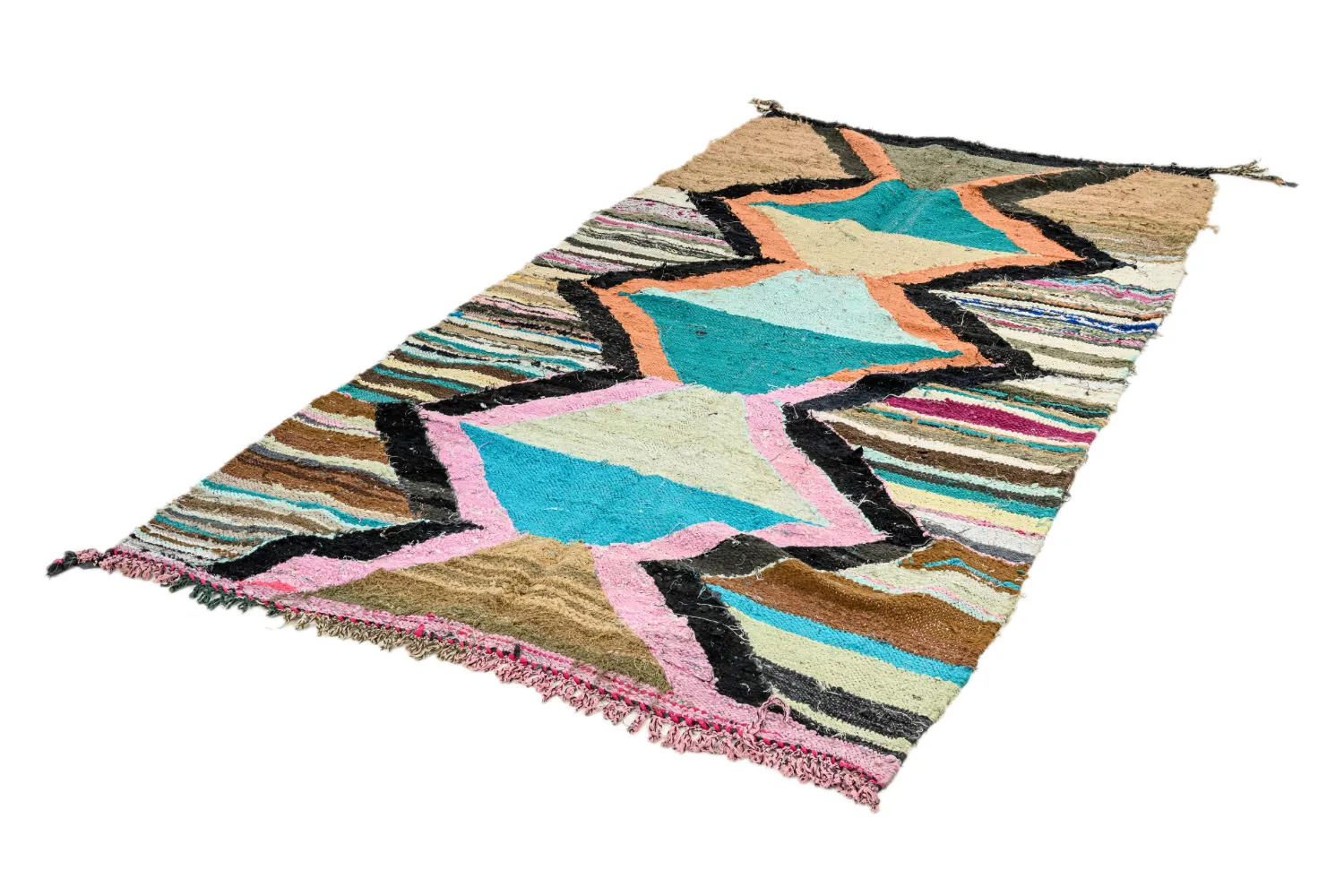 Tappeto Berberi Dal Marocco Boucherouite 135 x 265 cm