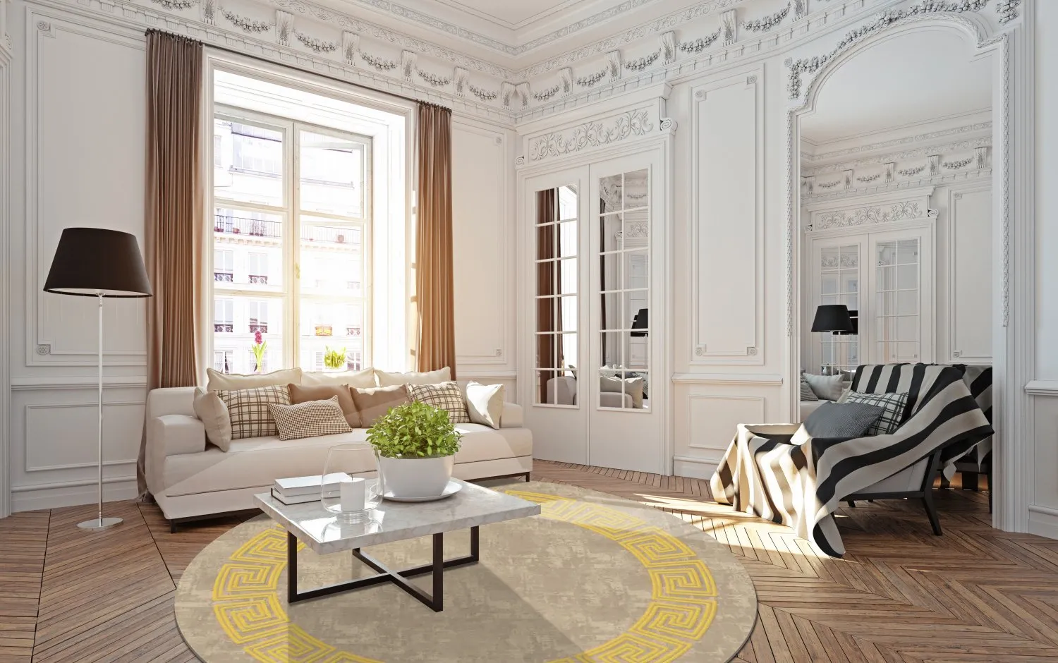 Tappeto rotondo - Myra (beige/giallo)