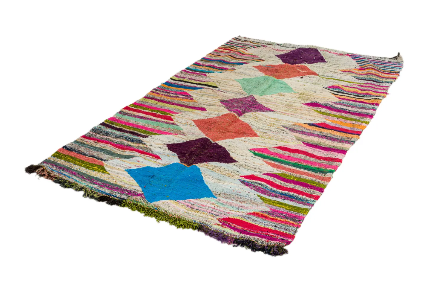 Tappeto Berberi Dal Marocco Boucherouite 140 x 255 cm