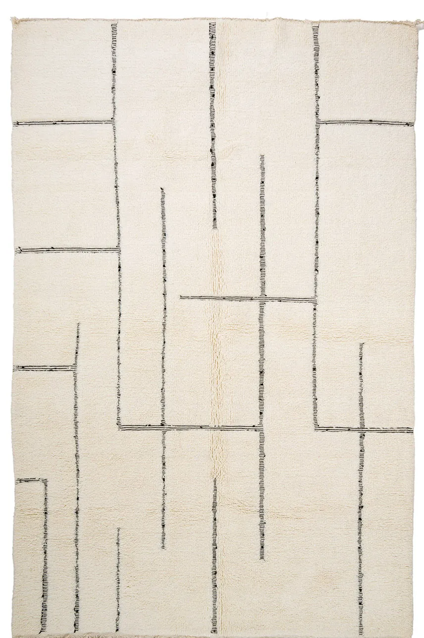 Tappeto Kilim In Stile Berbero Del Marocco Beni Ourain 200 x 315 cm