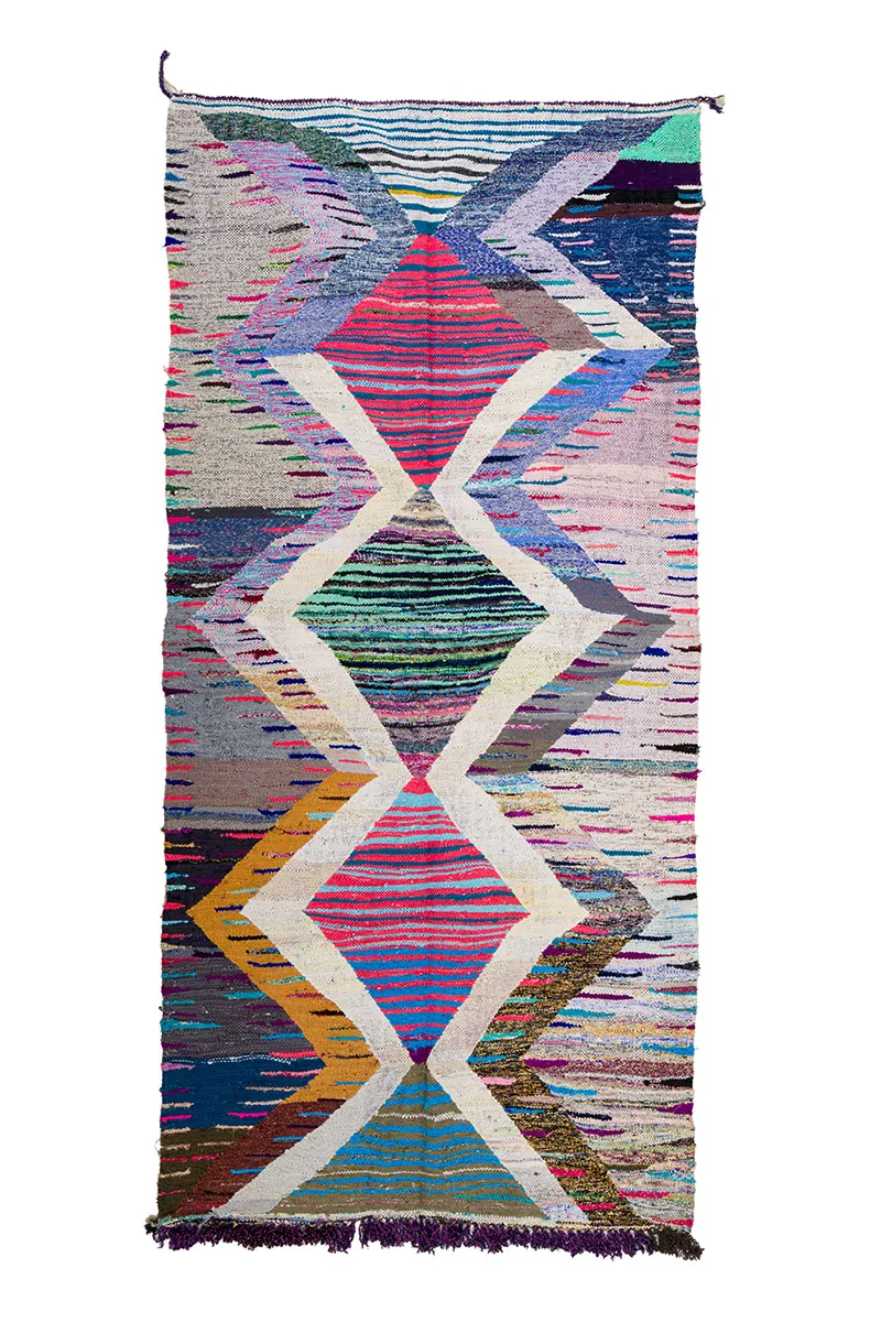 Tappeto Berberi Dal Marocco Boucherouite 145 x 310 cm