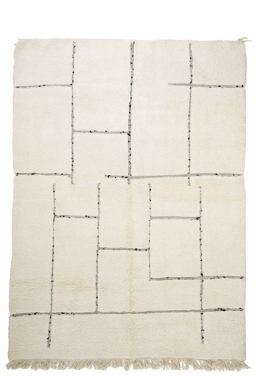 Tappeto Kilim In Stile Berbero Del Marocco Beni Ourain 210 x 295 cm