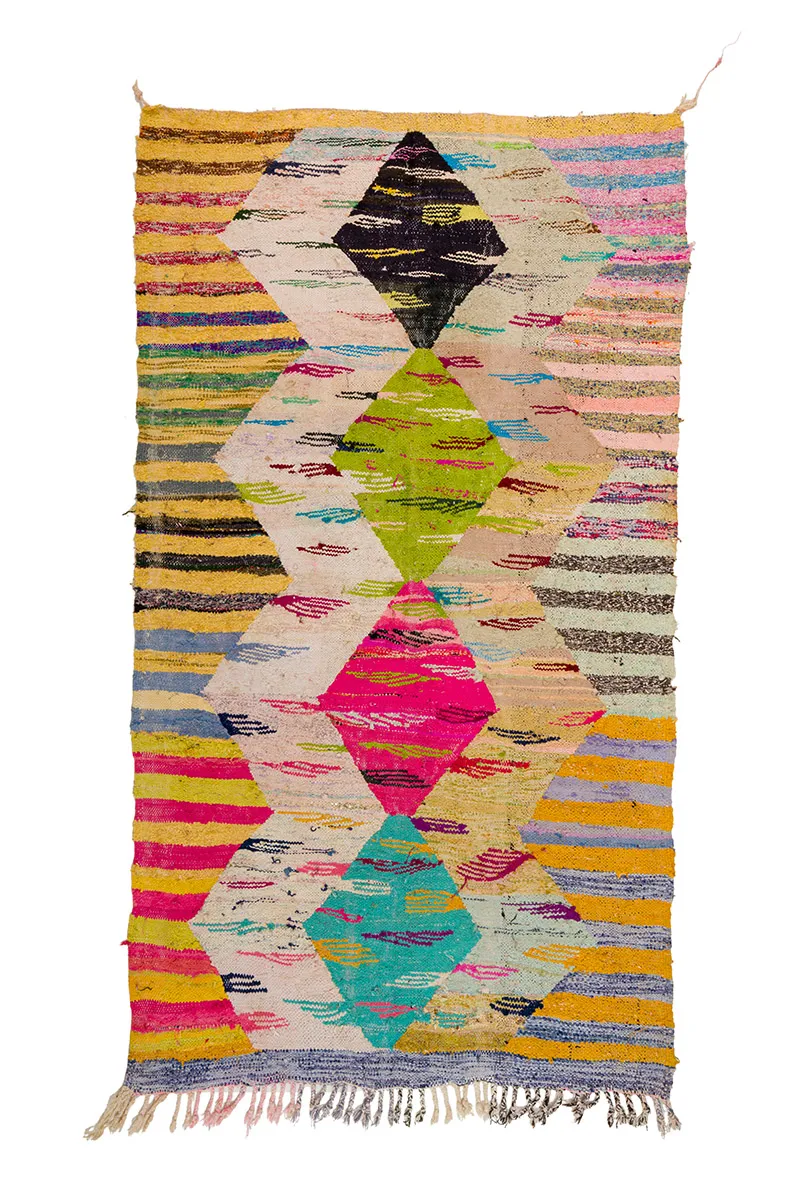Tappeto Berberi Dal Marocco Boucherouite 140 x 250 cm