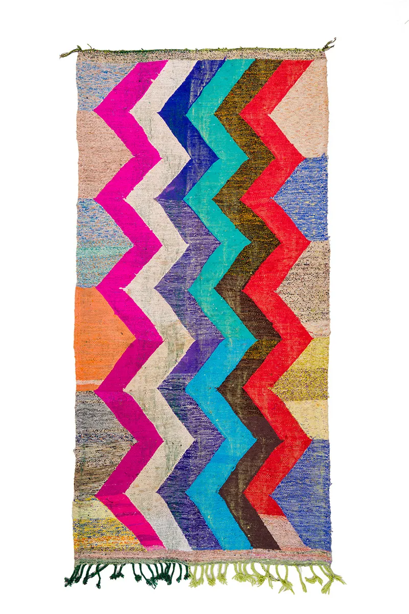 Tappeto Berberi Dal Marocco Boucherouite 135 x 265 cm