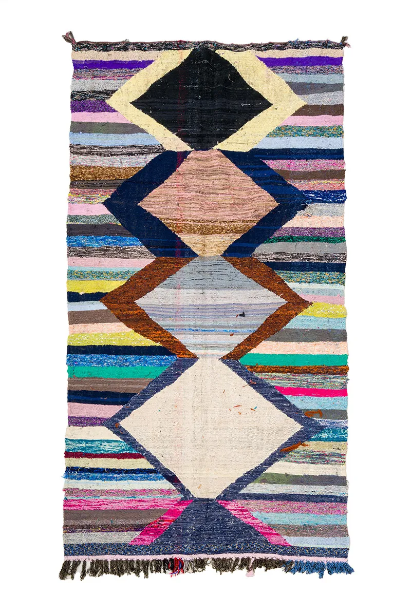 Tappeto Berberi Dal Marocco Boucherouite 130 x 250 cm