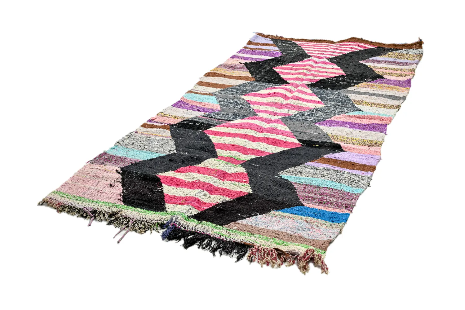 Tappeto Berberi Dal Marocco Boucherouite 130 x 265 cm