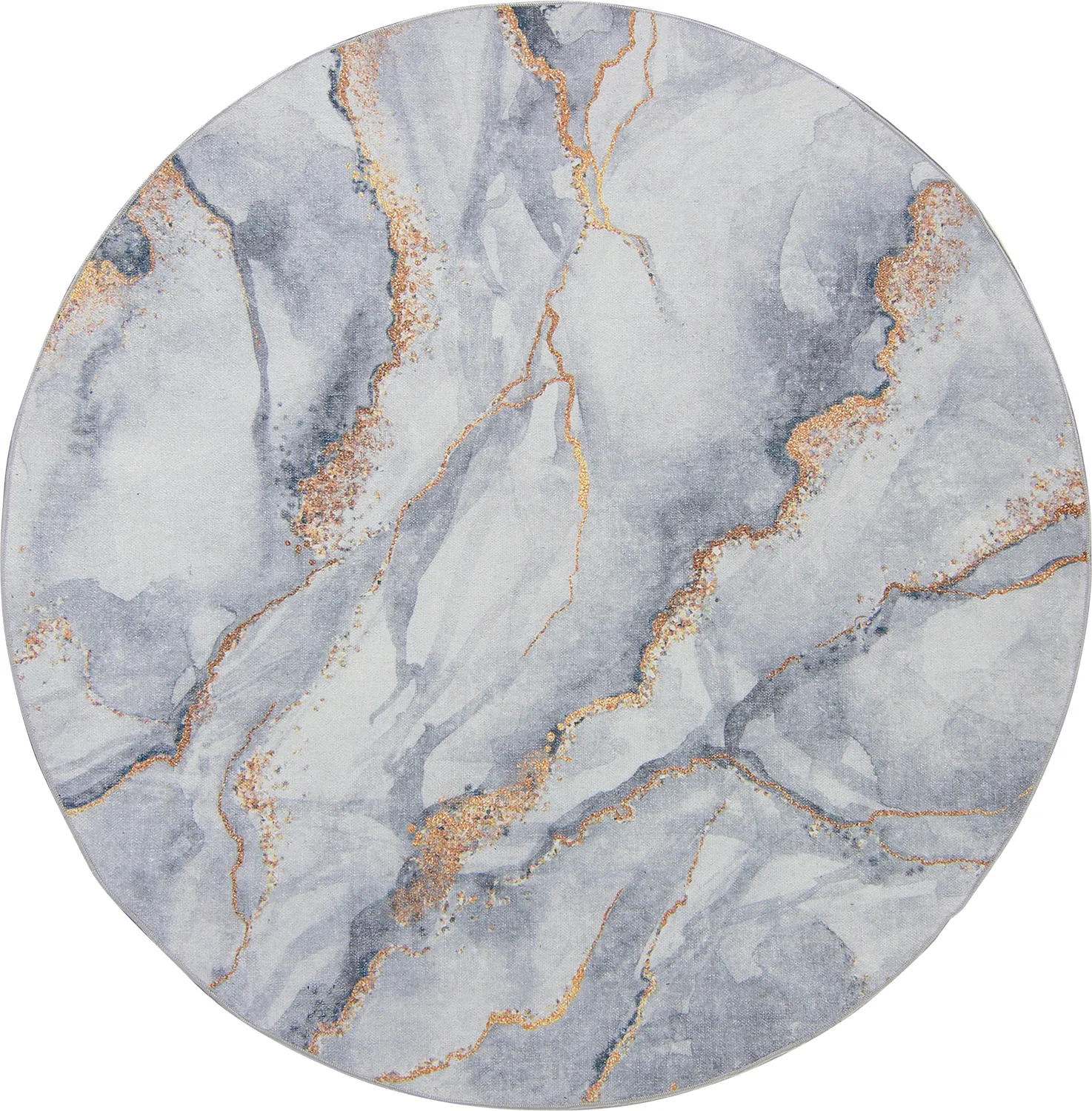 Tappeto rotondo - Genova (grigio/bianco/oro)
