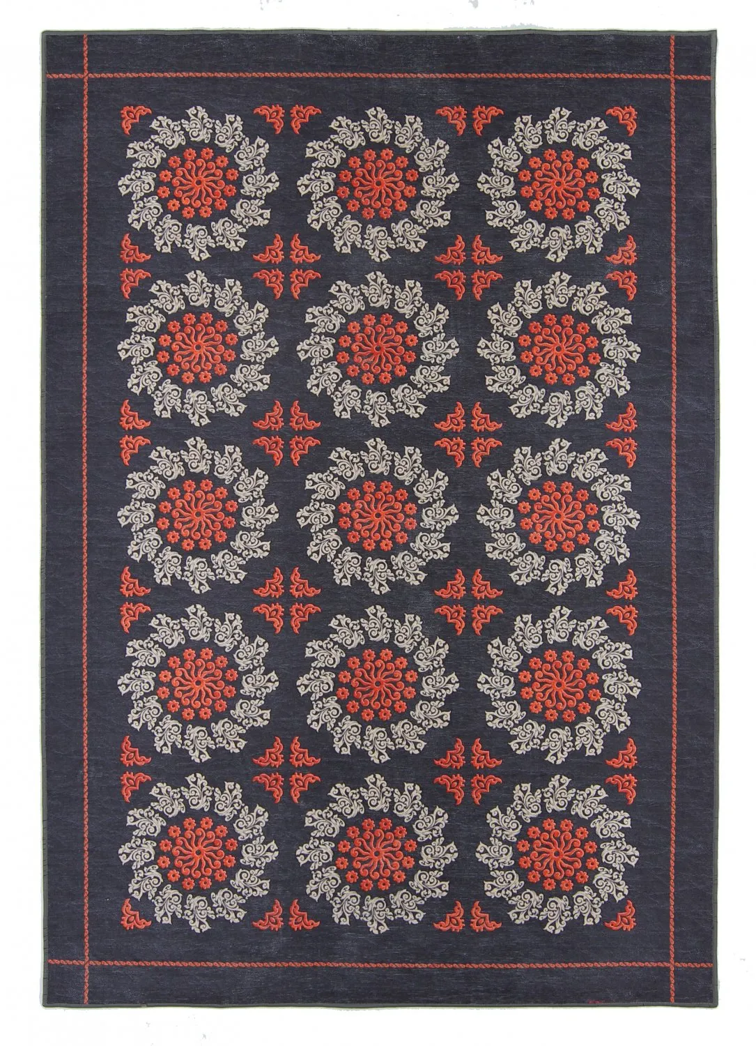 Tappeto Wilton - Florina (grigio/blu/arancia)