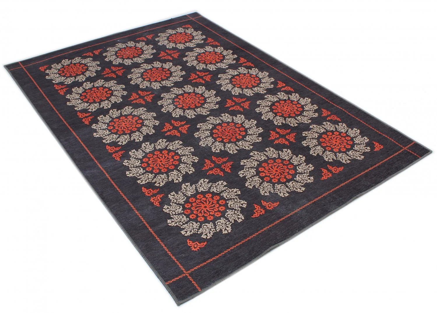 Tappeto Wilton - Florina (grigio/blu/arancia)