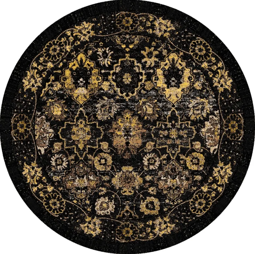 Tappeto rotondo - Fernana (nero/oro)
