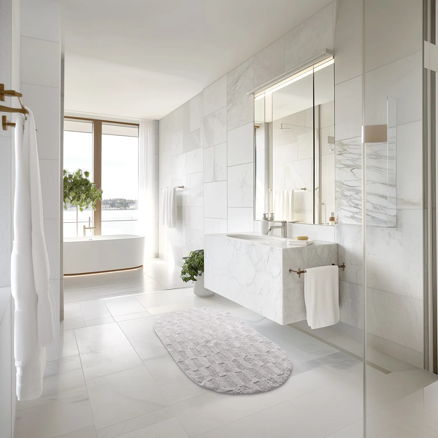 Tappeto da bagno ovale - Bevin (grigio chiaro)