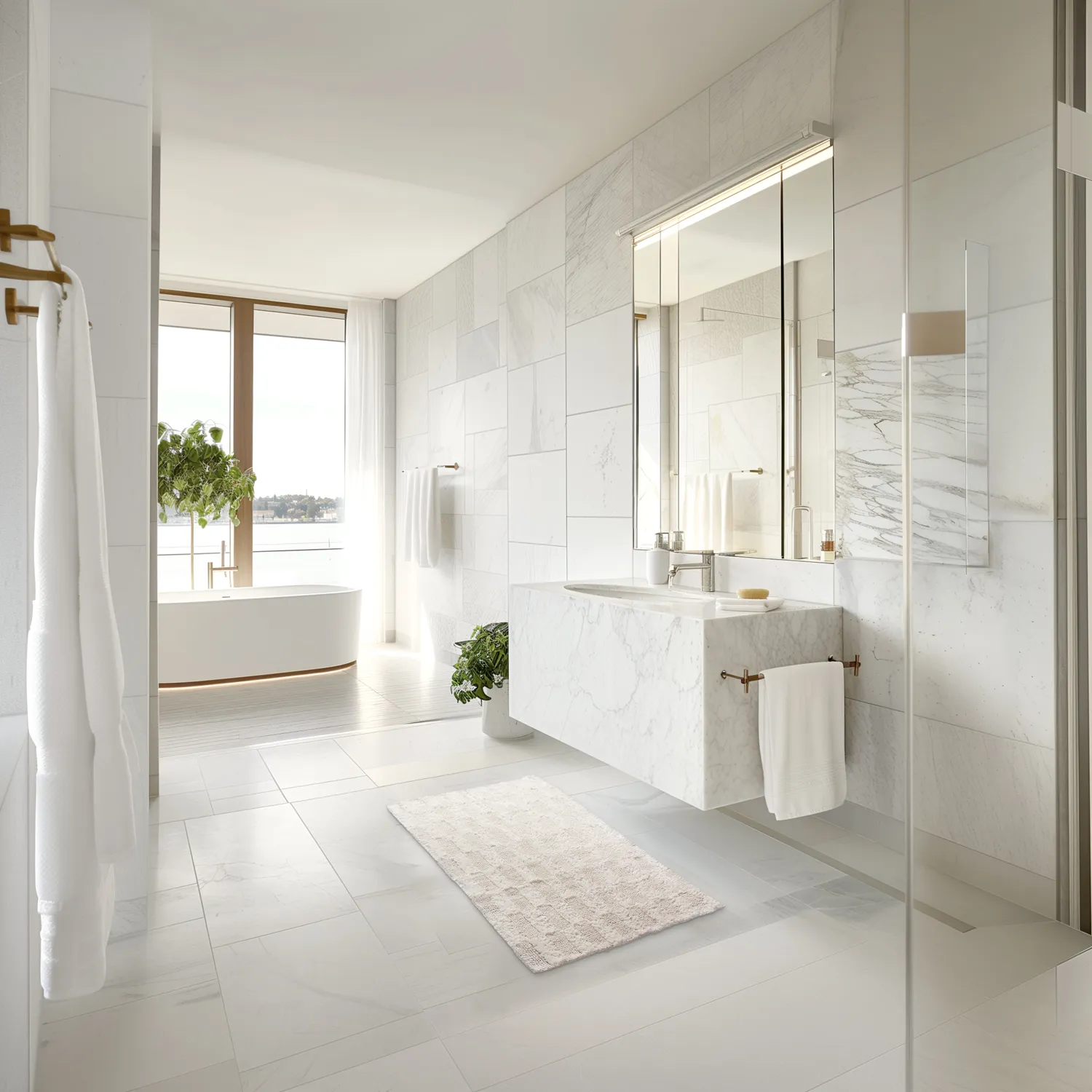 Tappeto da bagno - Bevin (bianco)