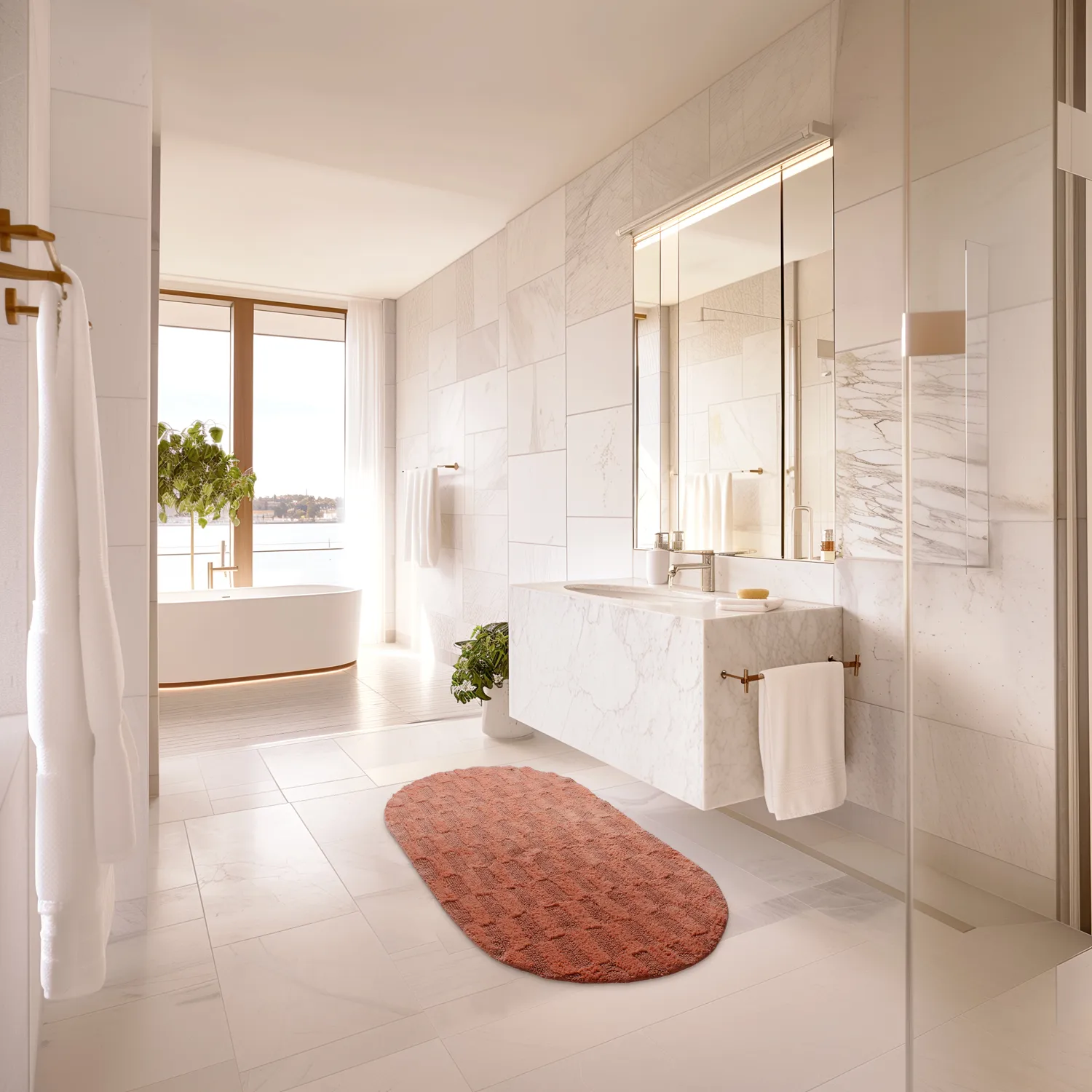 Tappeto da bagno ovale - Bevin (terracotta)