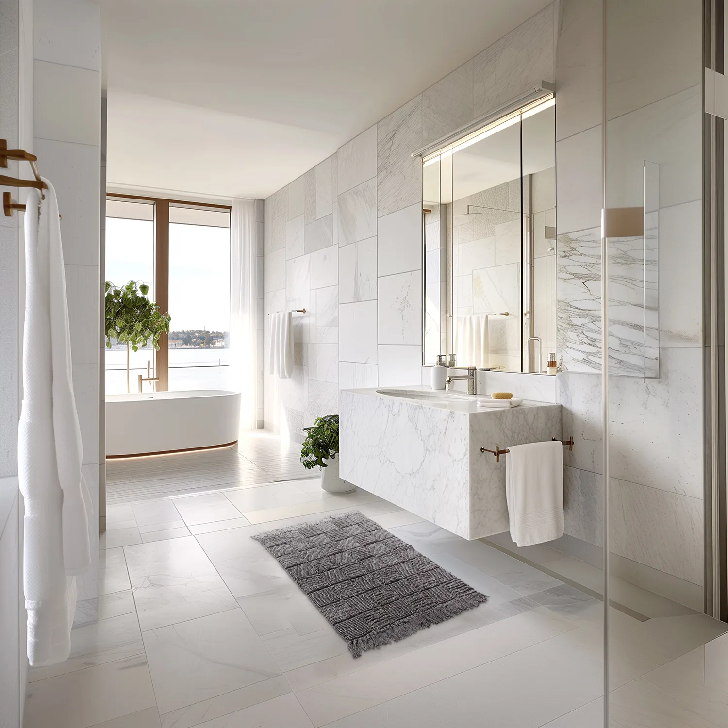 Tappeto da bagno - Duna (grigio scuro)