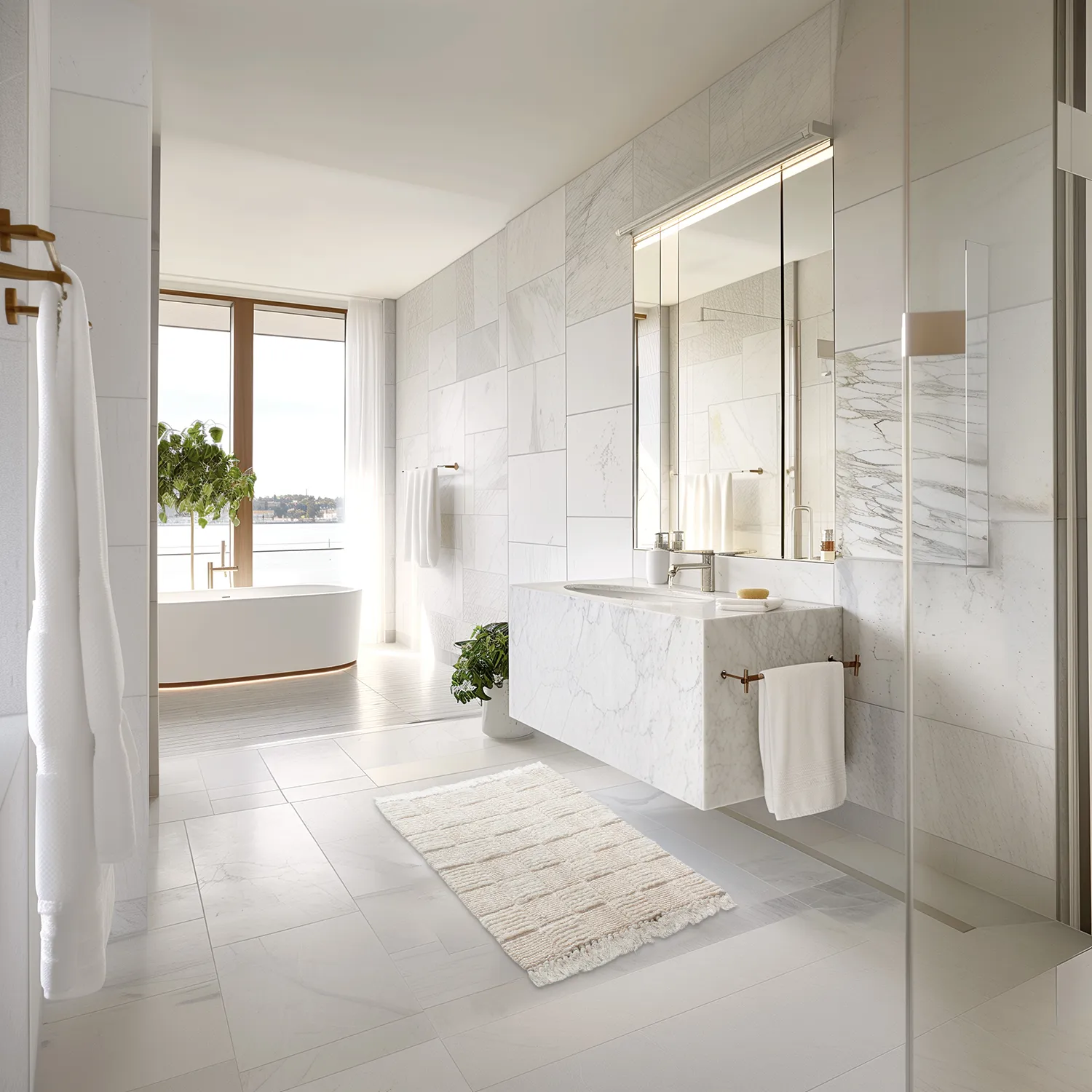 Tappeto da bagno - Duna (bianco)