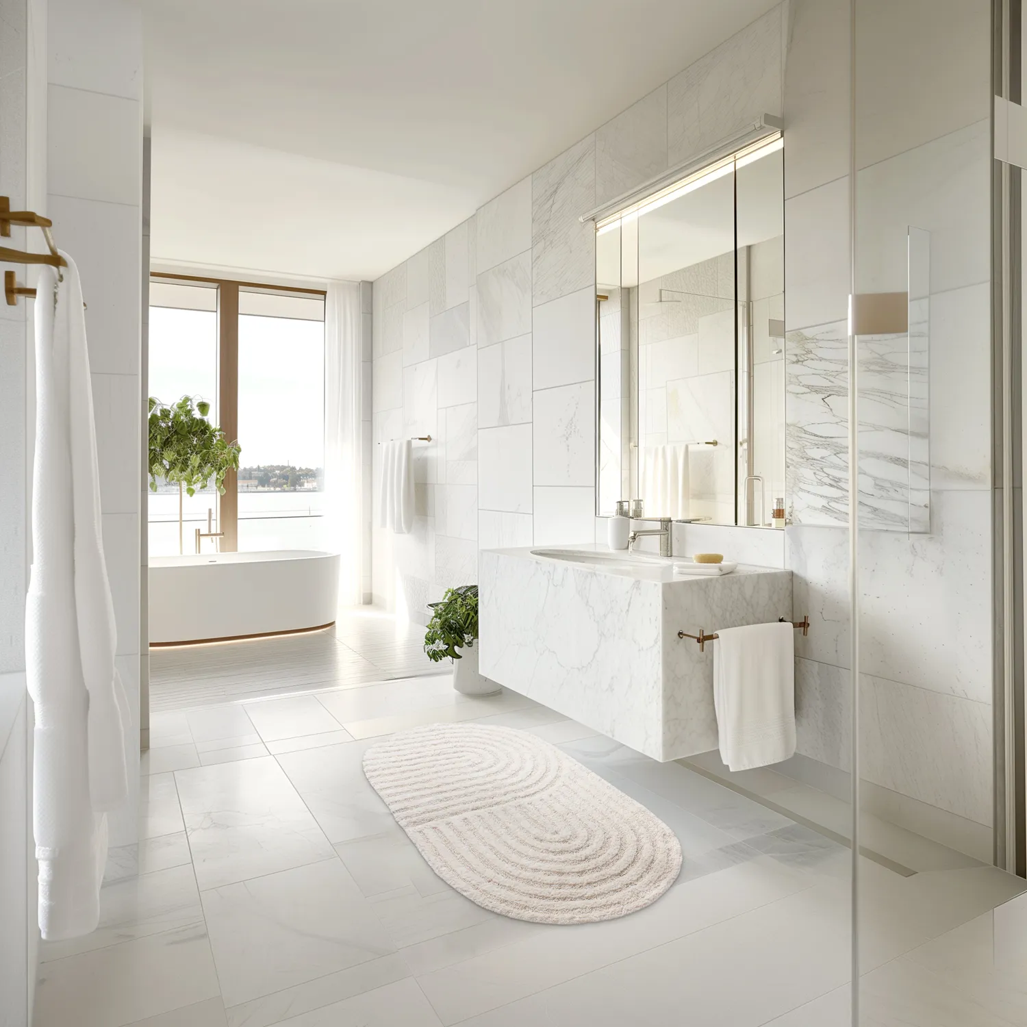 Tappeto da bagno ovale - Embla (bianco)