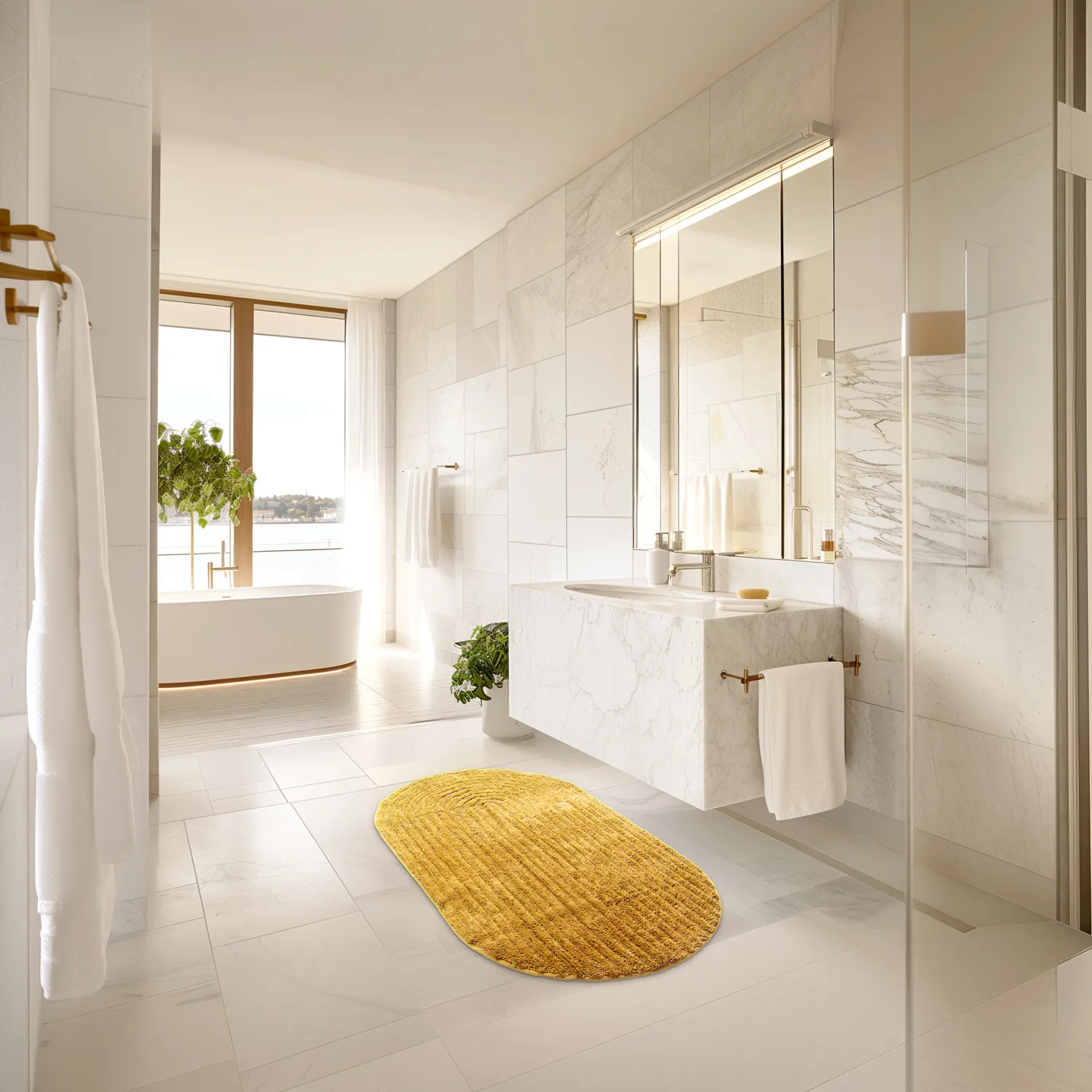 Tappeto da bagno ovale - Evena (giallo)