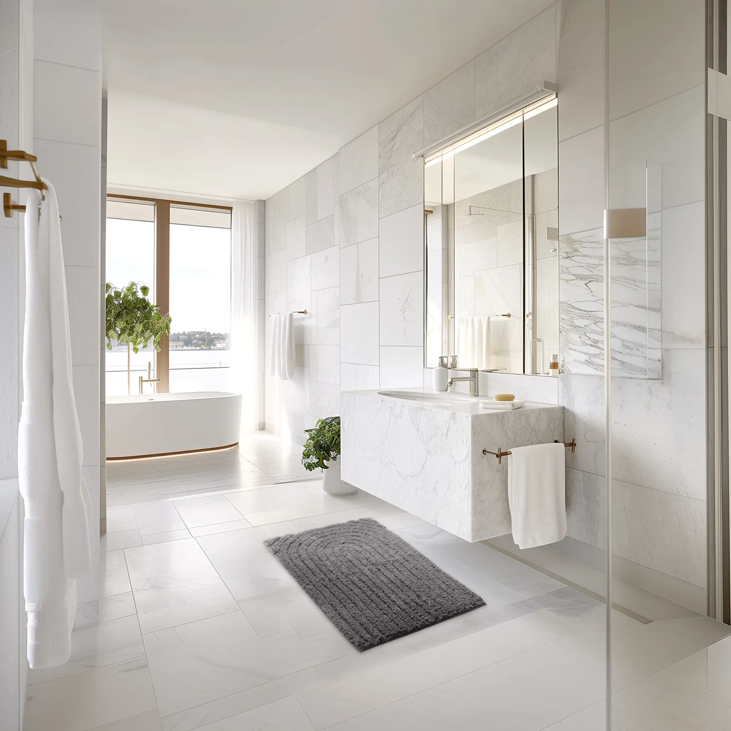Tappeto da bagno - Evena (grigio scuro)