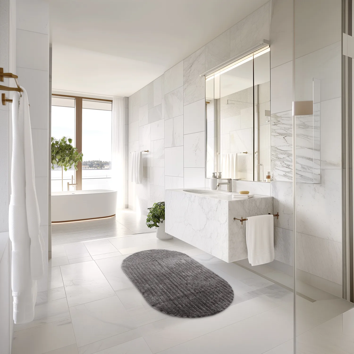 Tappeto da bagno ovale - Evena (grigio scuro)
