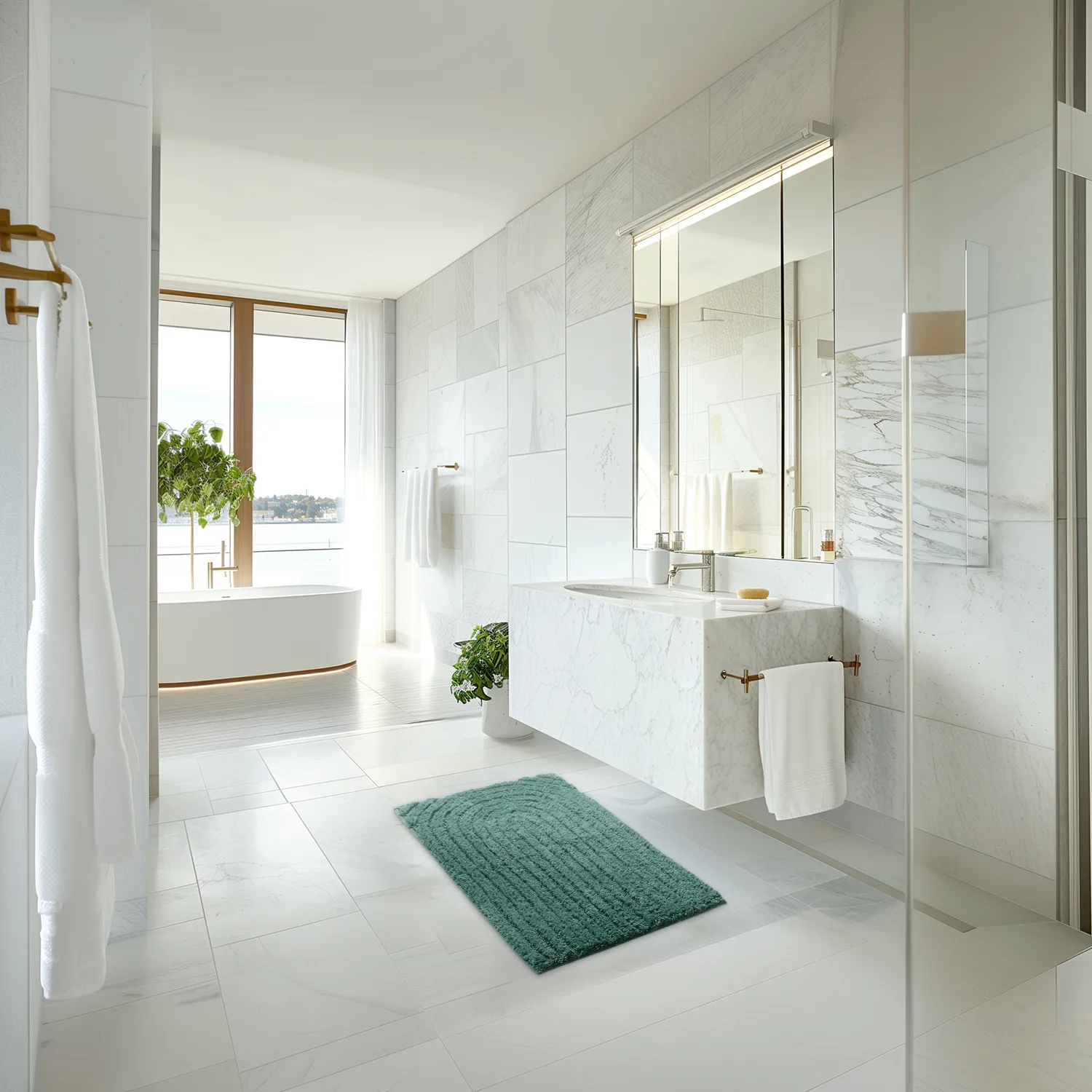 Tappeto da bagno - Evena (verde scuro)