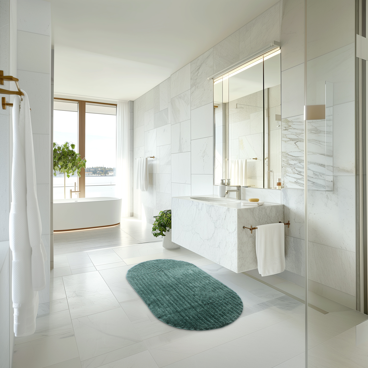 Tappeto da bagno in Chenille Verde | 50 × 80 cm acquistare da