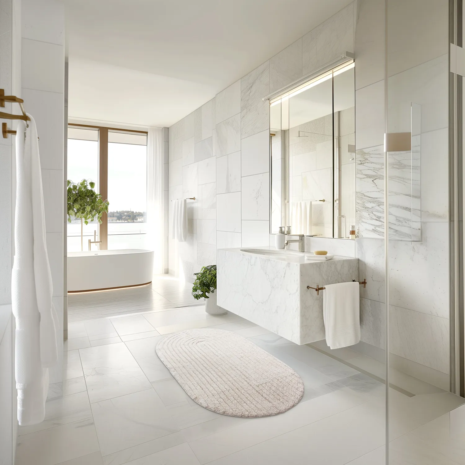 Tappeto da bagno ovale - Evena (bianco)