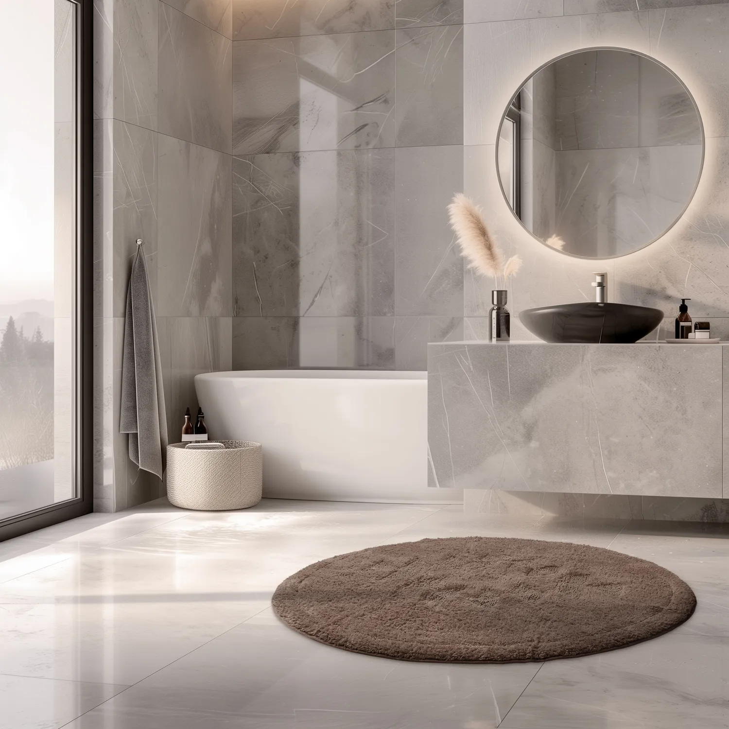 Tappeto da bagno rotondo - Gertie (marrone)