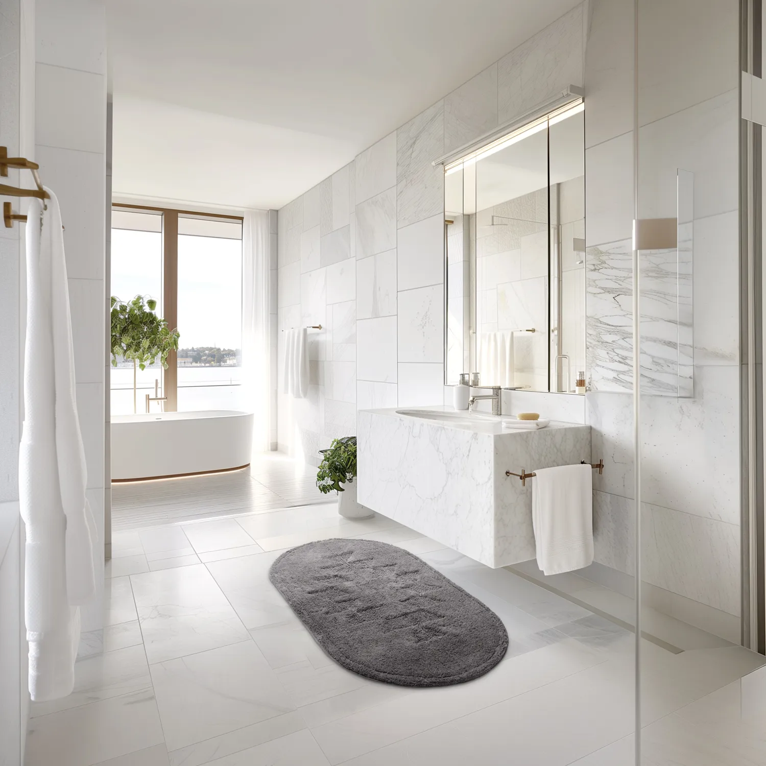 Tappeto da bagno ovale - Gertie (grigio scuro)