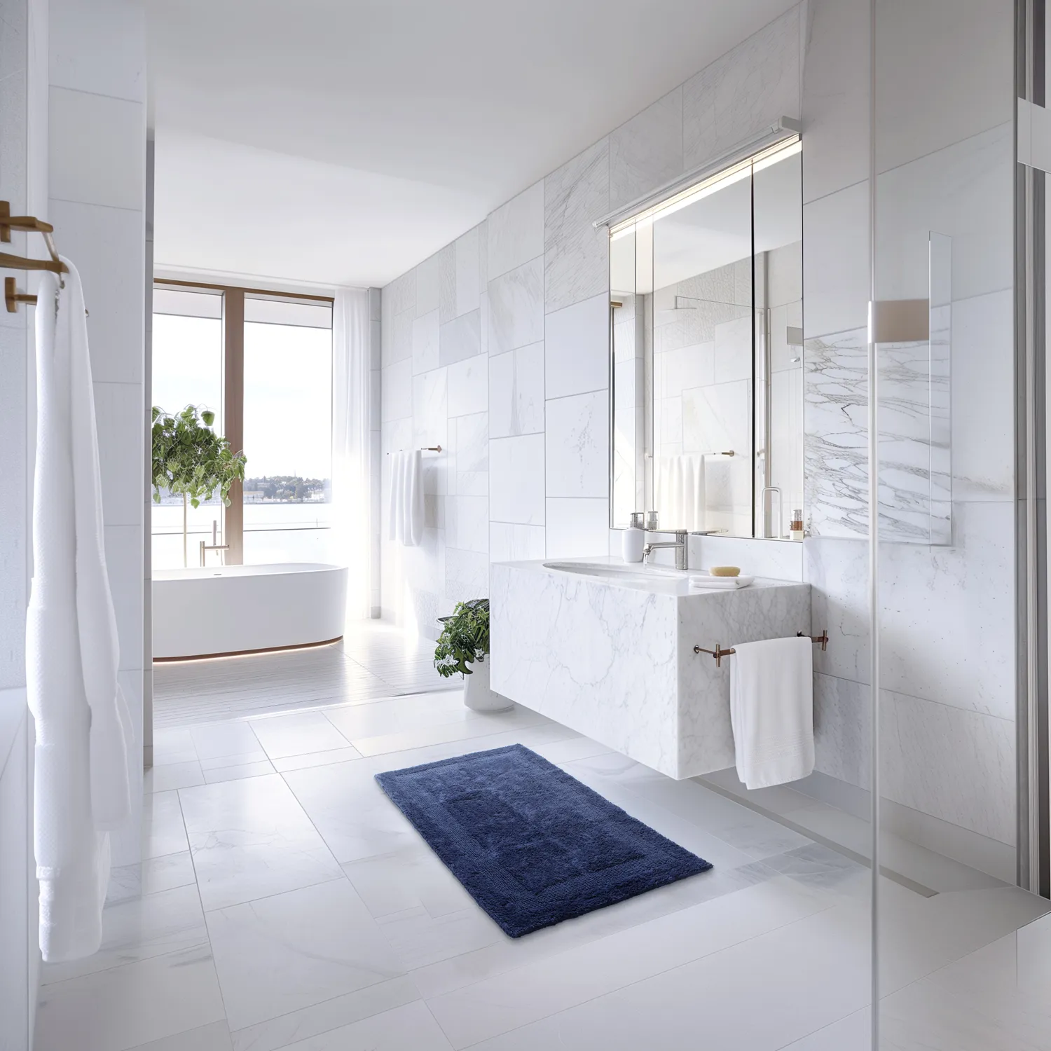 Tappetino Doccia Antiscivolo In Gomma Blu – Ventose A Suction Cup – 34x74 Cm – Sicurezza Bagno