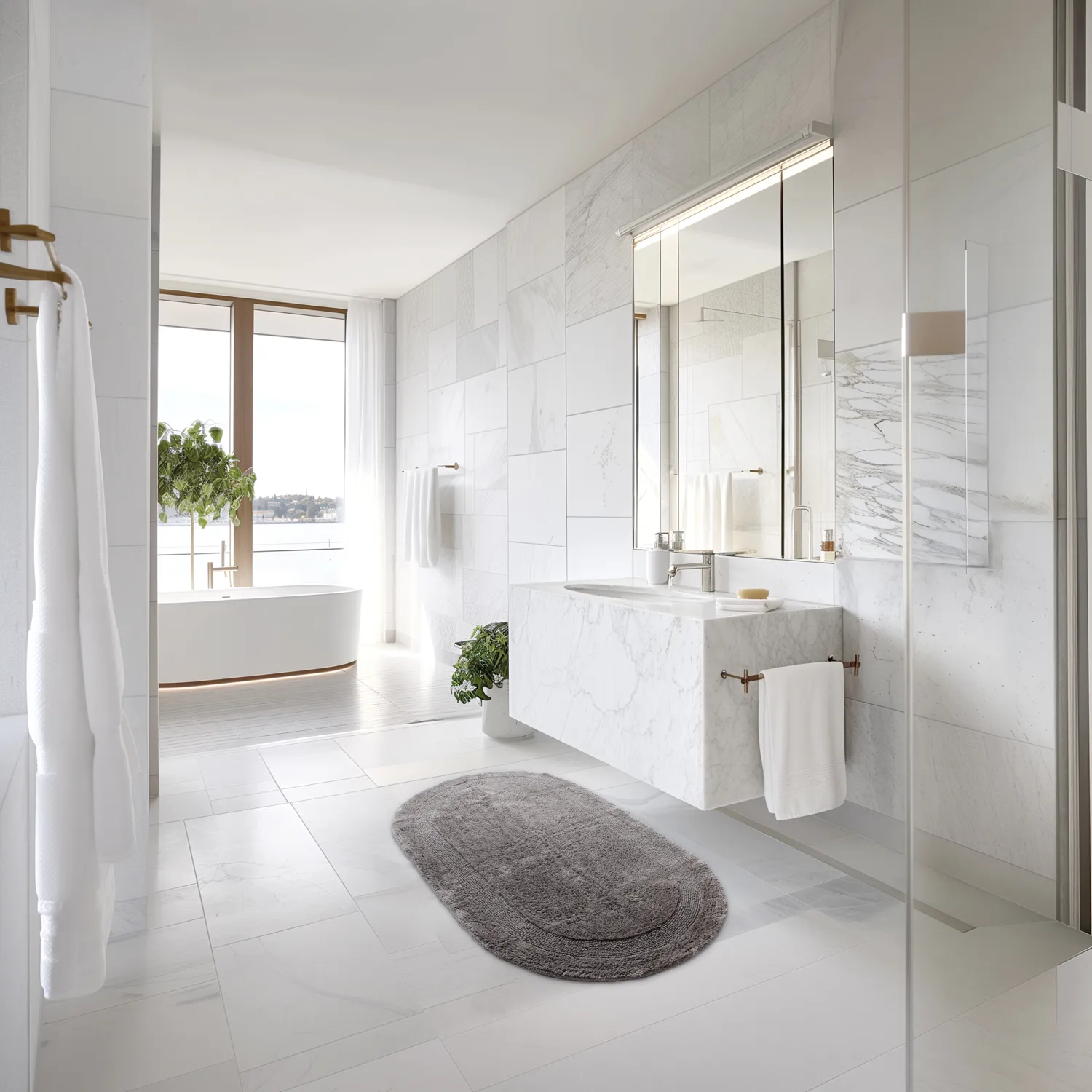 Tappeto da bagno ovale - Nila (grigio scuro)