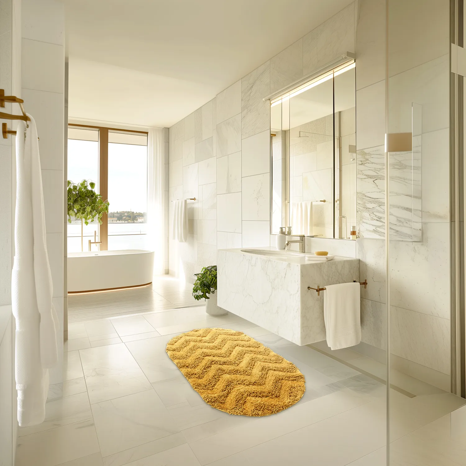 Tappeto da bagno ovale - Tressa (giallo)