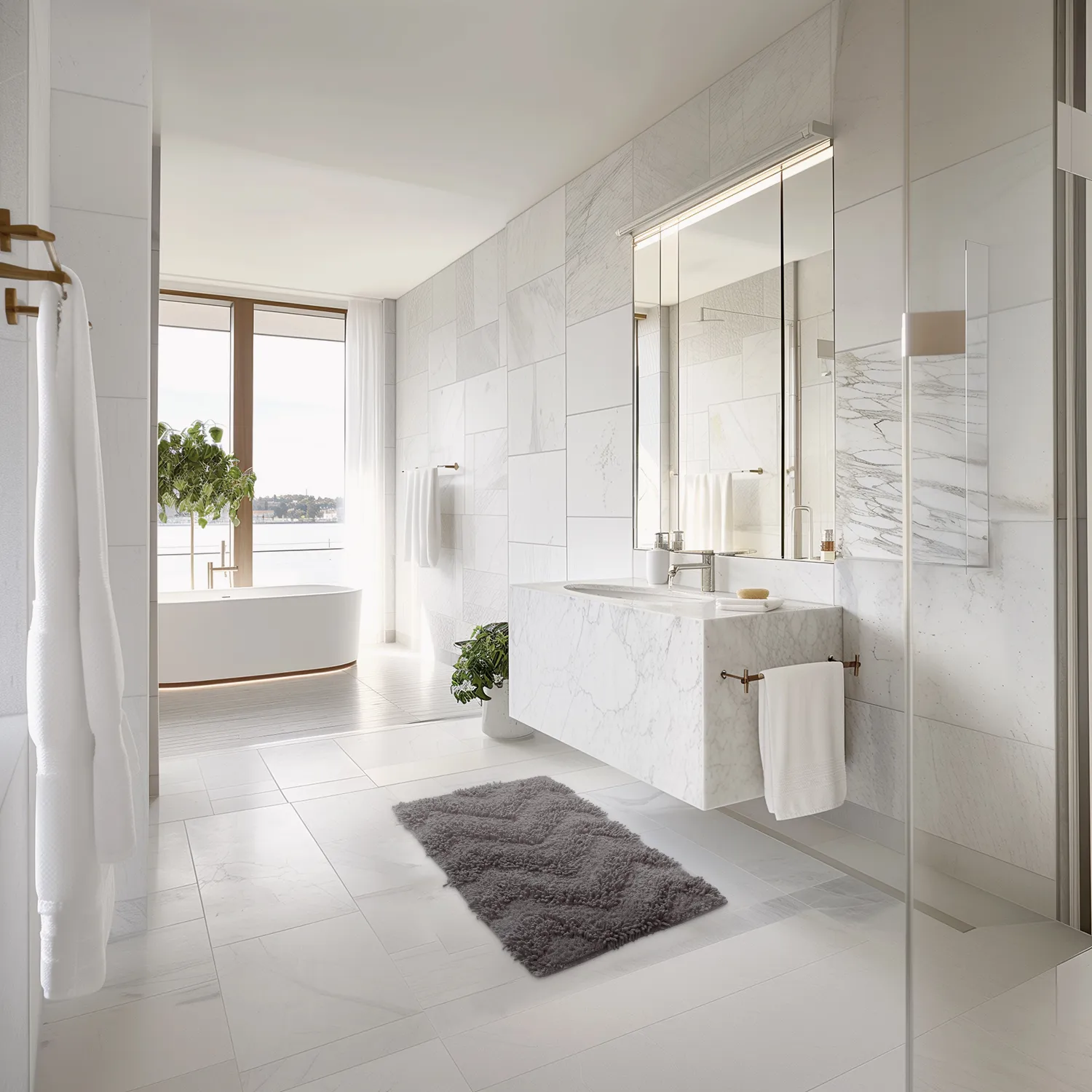 Tappeto da bagno - Tressa (grigio scuro)