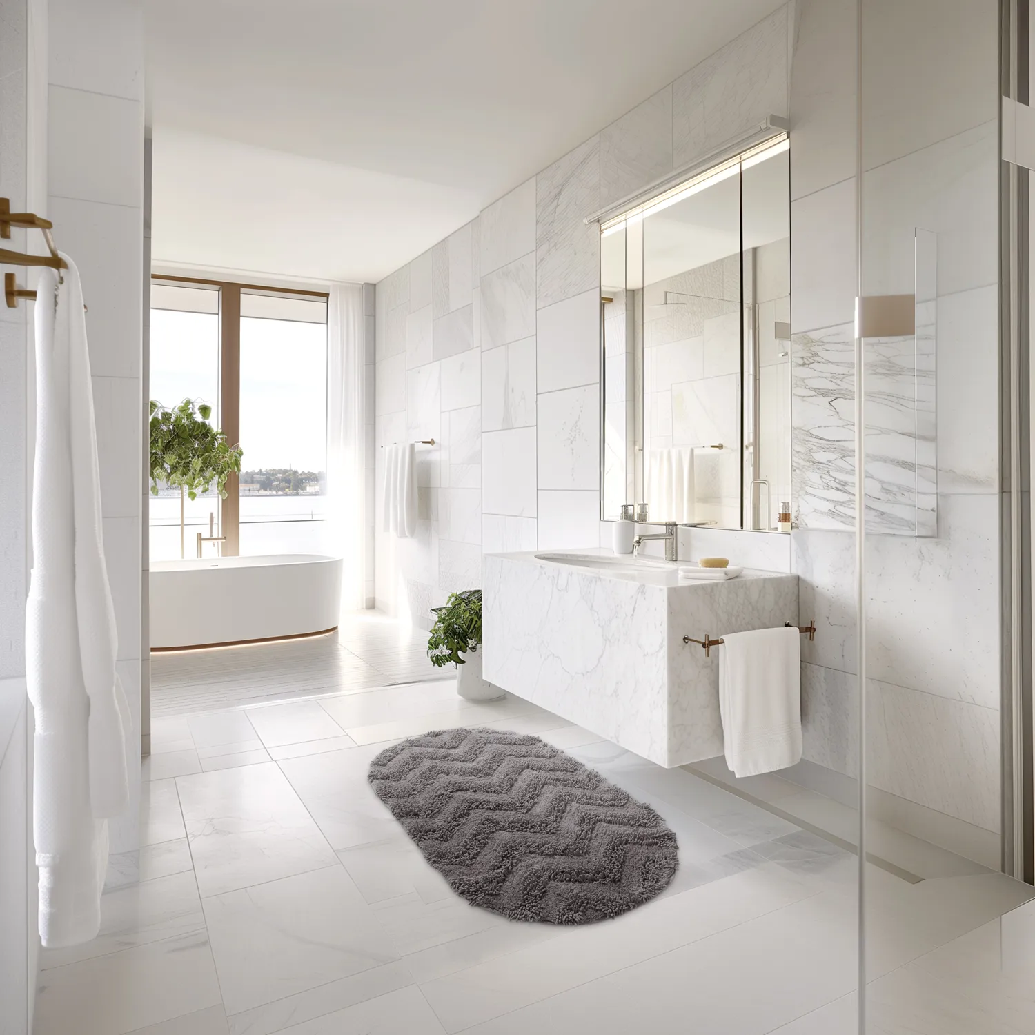 Tappeto da bagno ovale - Tressa (grigio scuro)