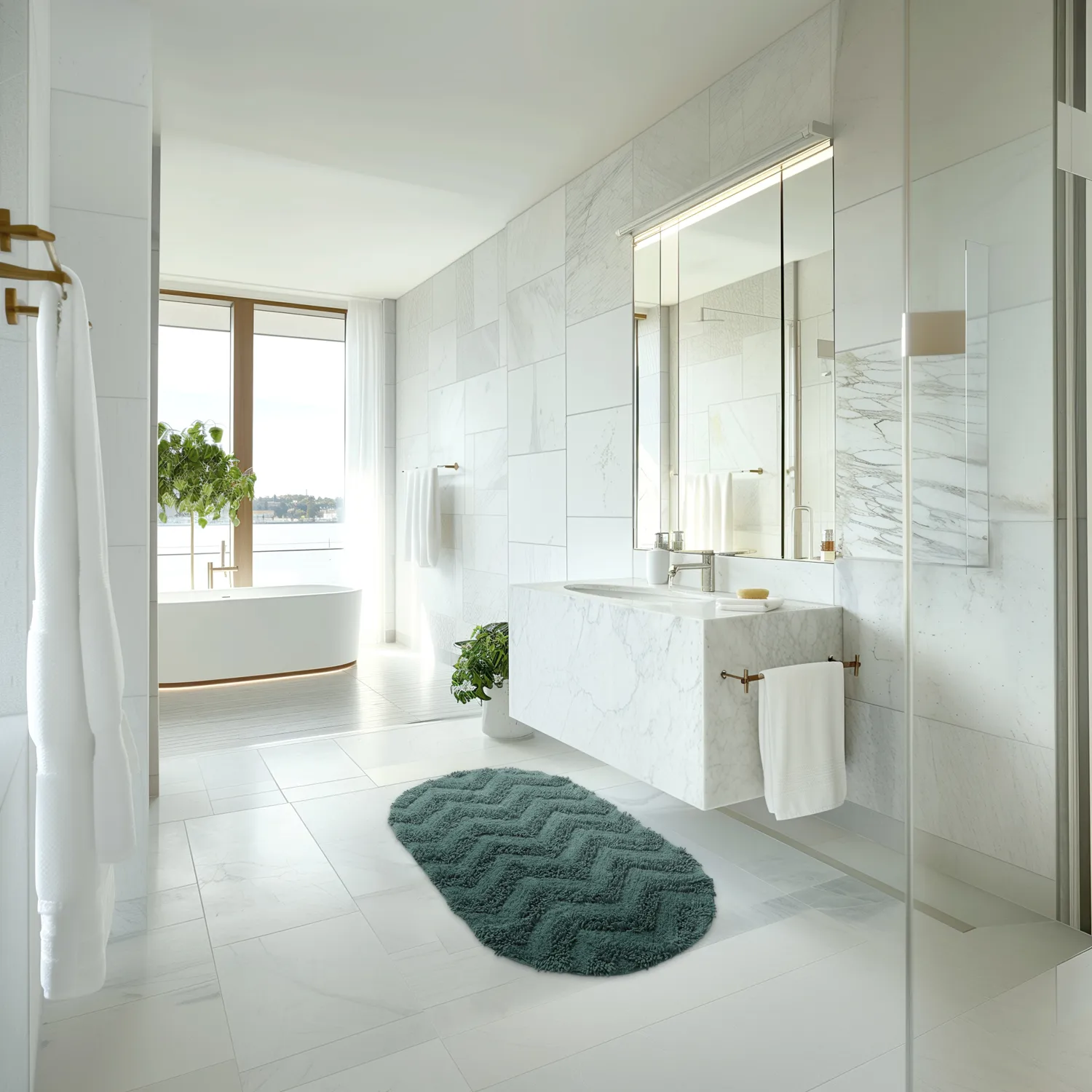 Tappeto da bagno ovale - Tressa (verde scuro)