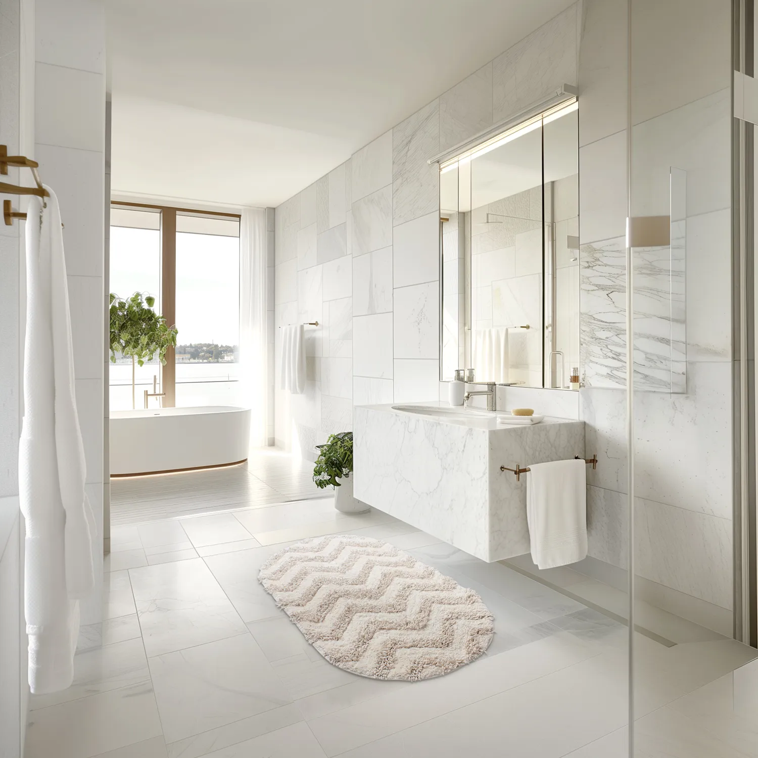 Tappeto da bagno ovale - Tressa (bianco)