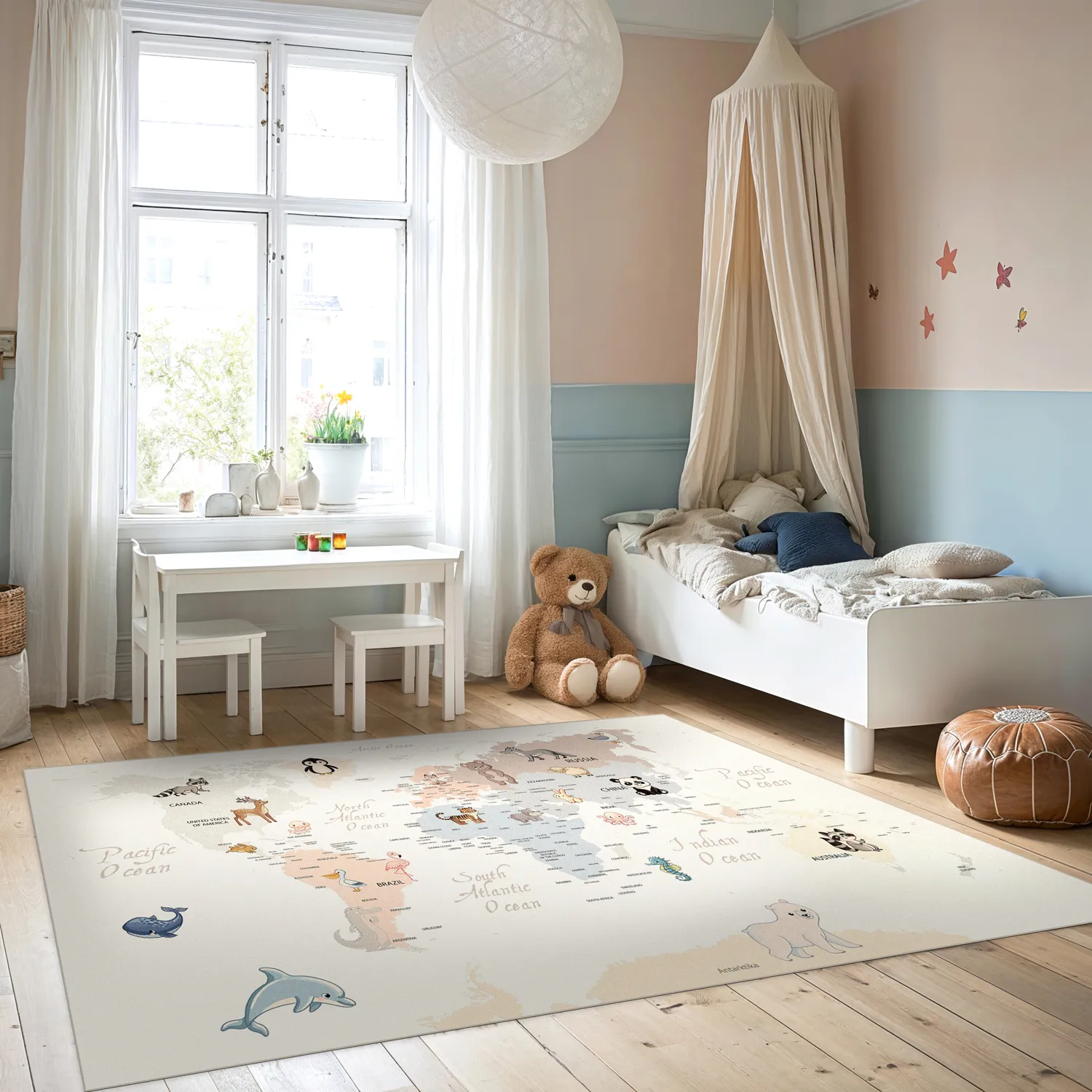Tappeti per bambini - Animal Map (beige)
