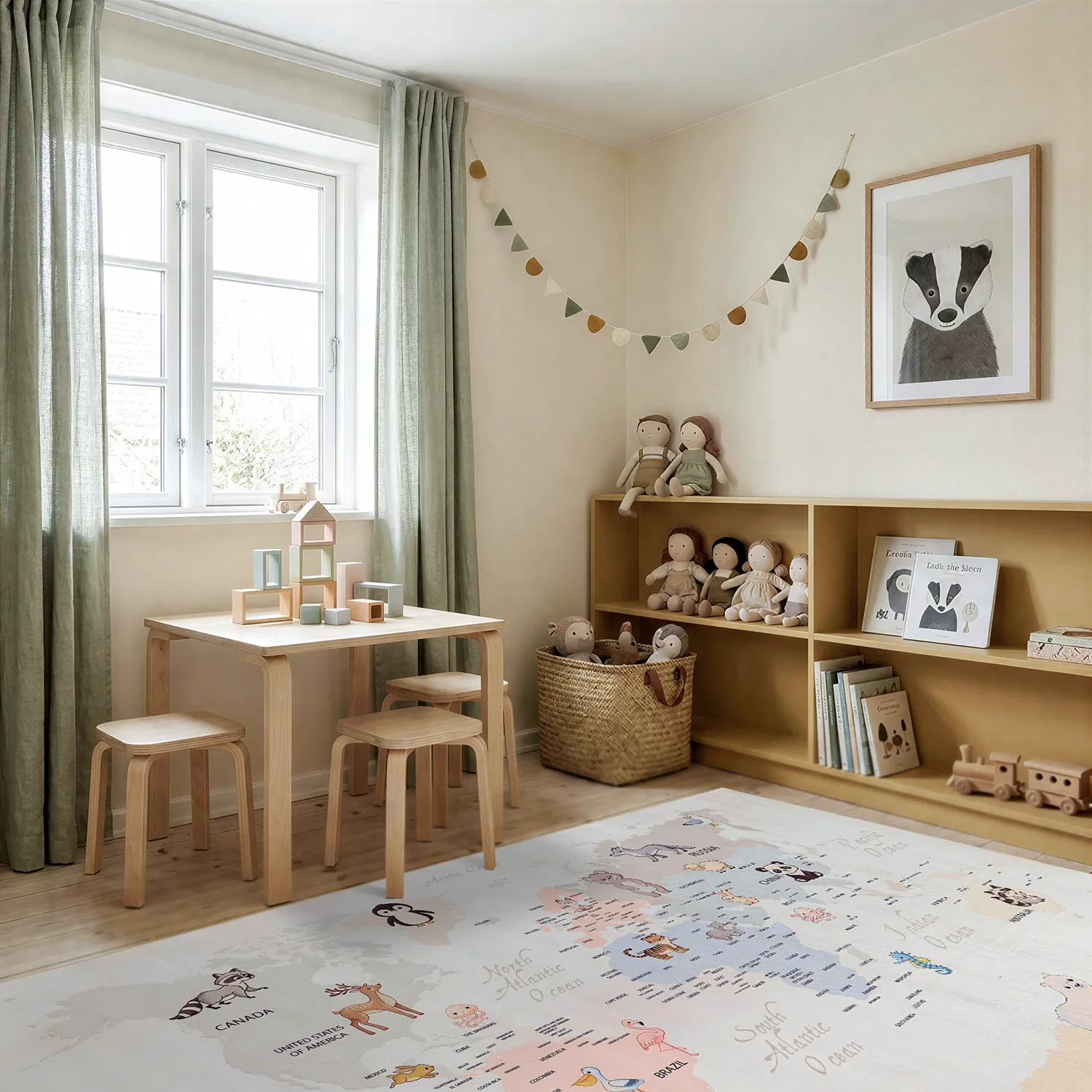 Tappeti per bambini - Animal Map (beige)