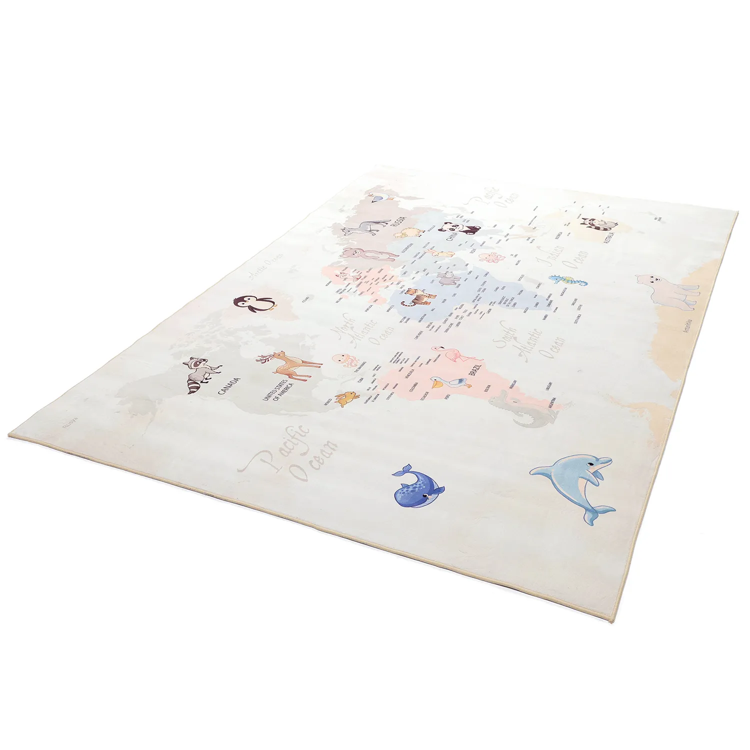 Tappeti per bambini - Animal Map (beige)