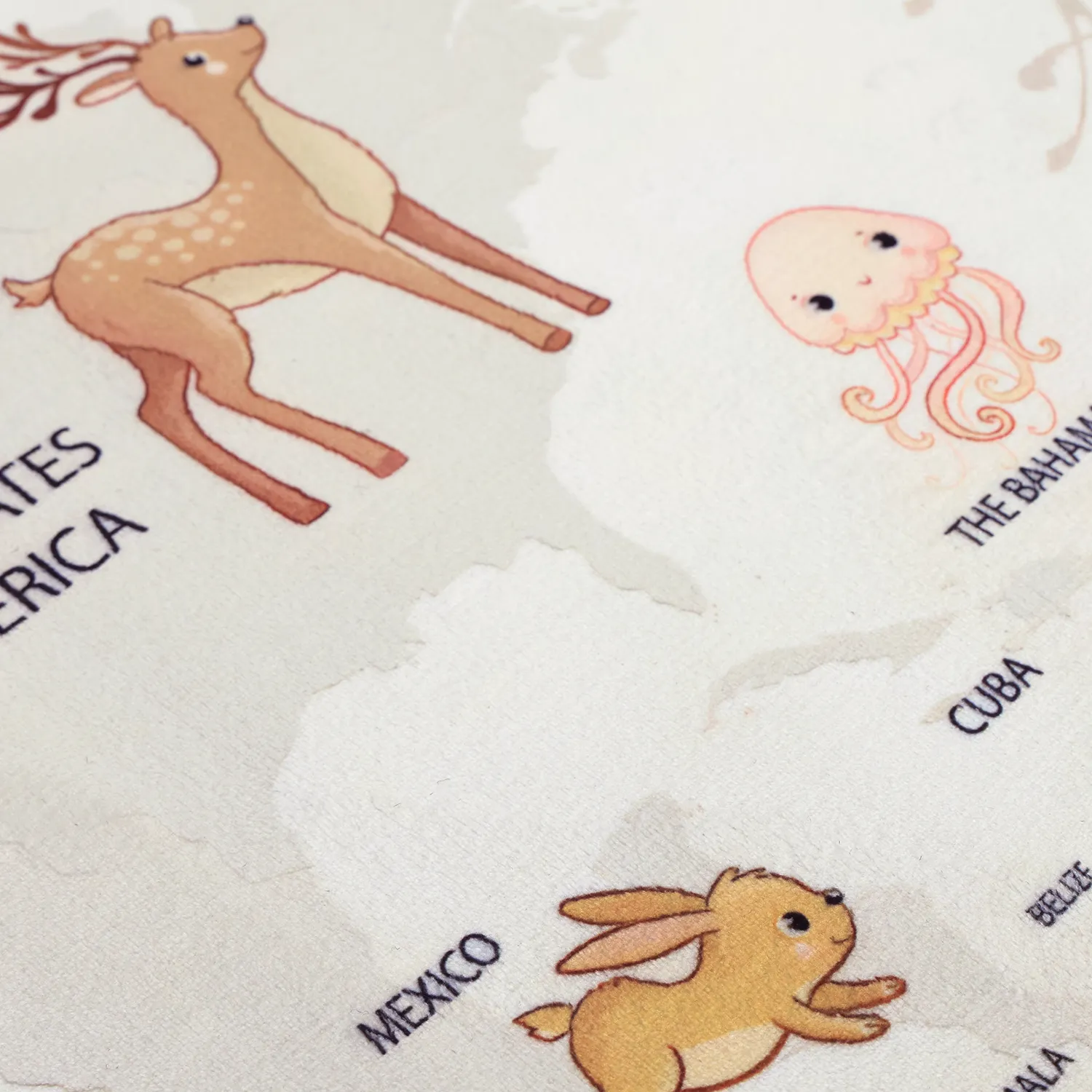 Tappeti per bambini - Animal Map (beige)