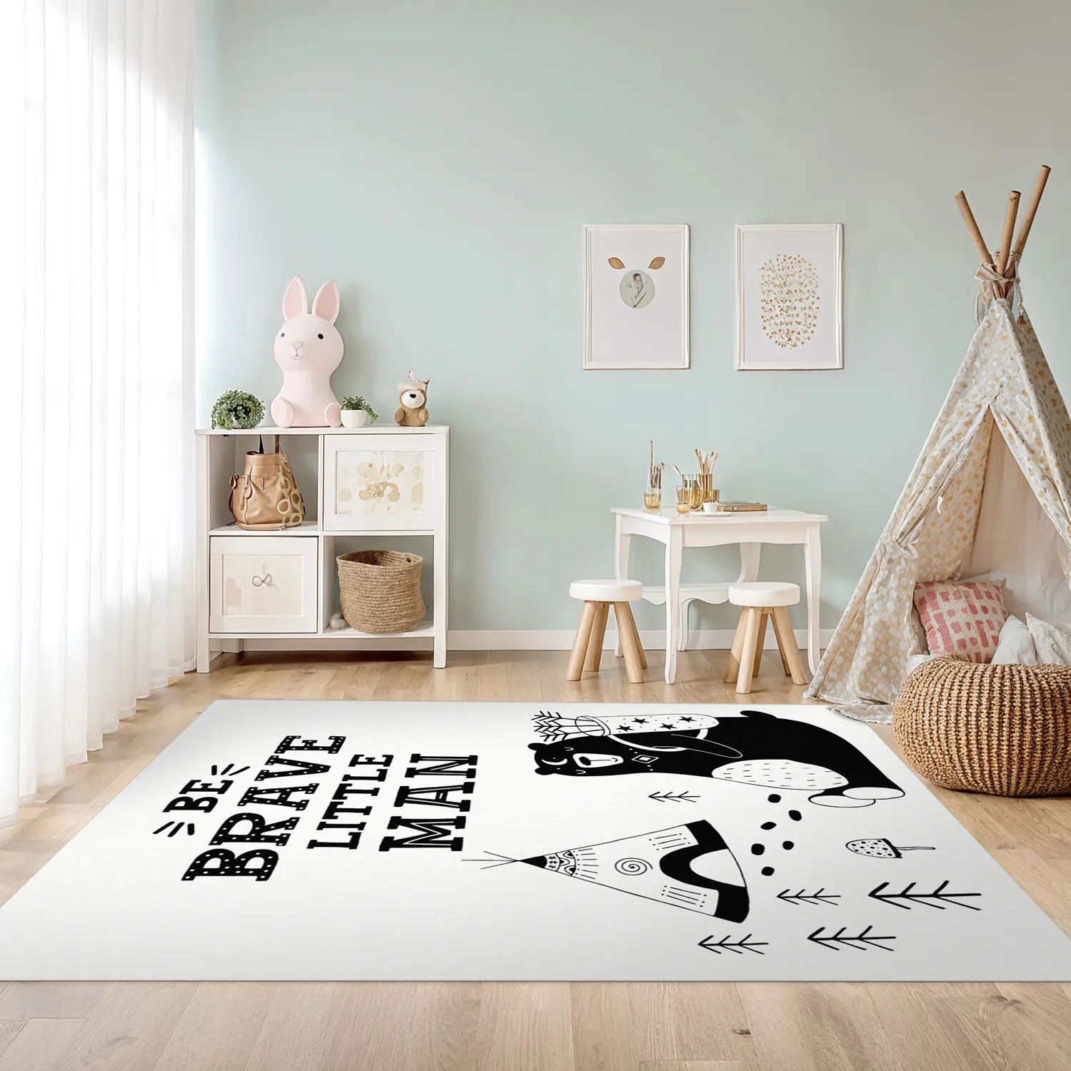 Tappeti per bambini - Camping Bear (bianca)
