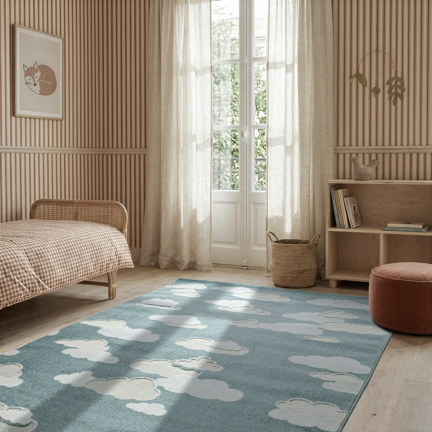 Tappeto per Bambini - Cloudy Sky (blu)