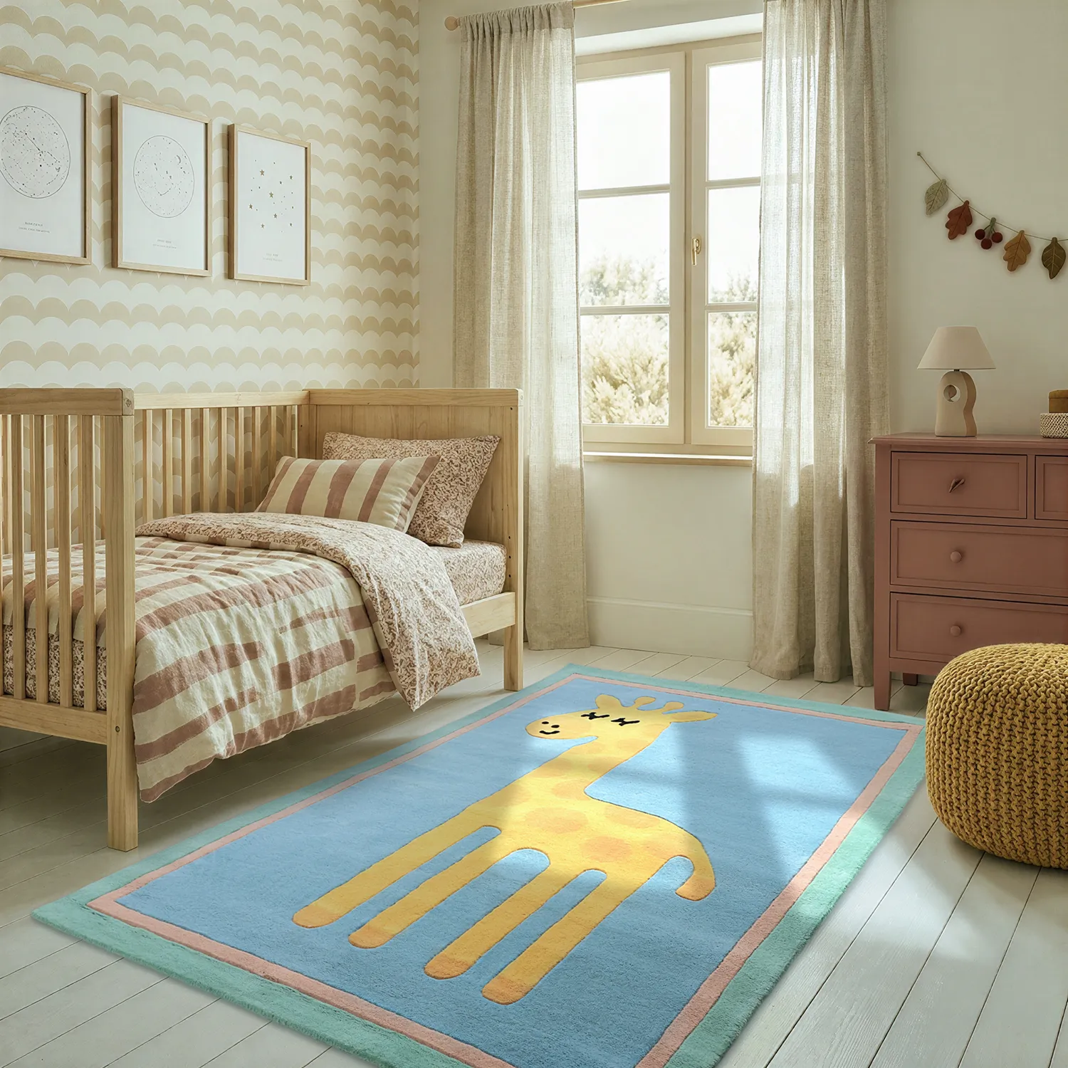 Tappeto per Bambini - Giraffe Hand Tufted Wool Premium (azzurro/multiplo)