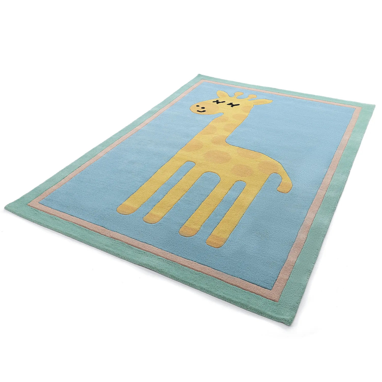 Tappeto per Bambini - Giraffe Hand Tufted Wool Premium (azzurro/multiplo)