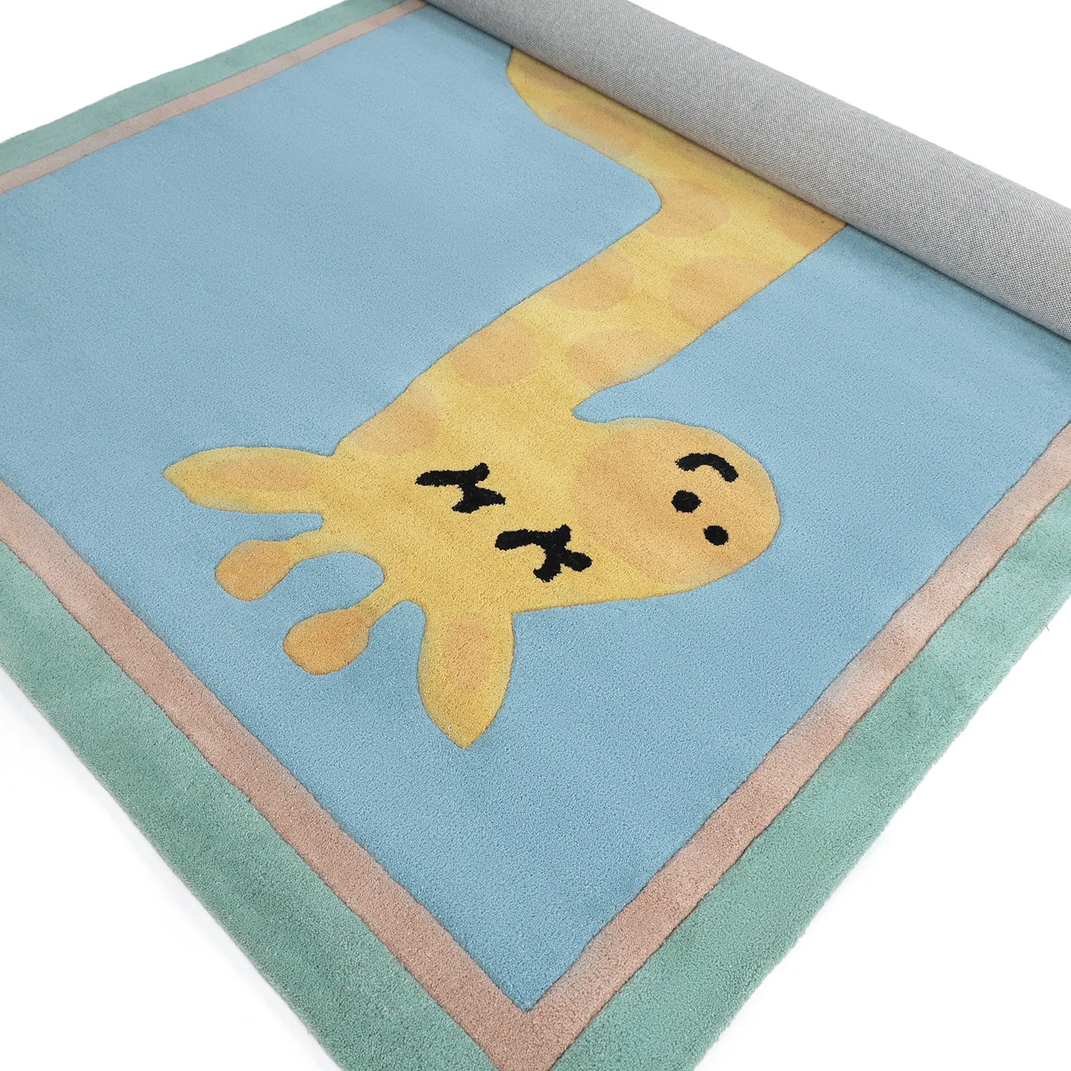 Tappeto per Bambini - Giraffe Hand Tufted Wool Premium (azzurro/multiplo)