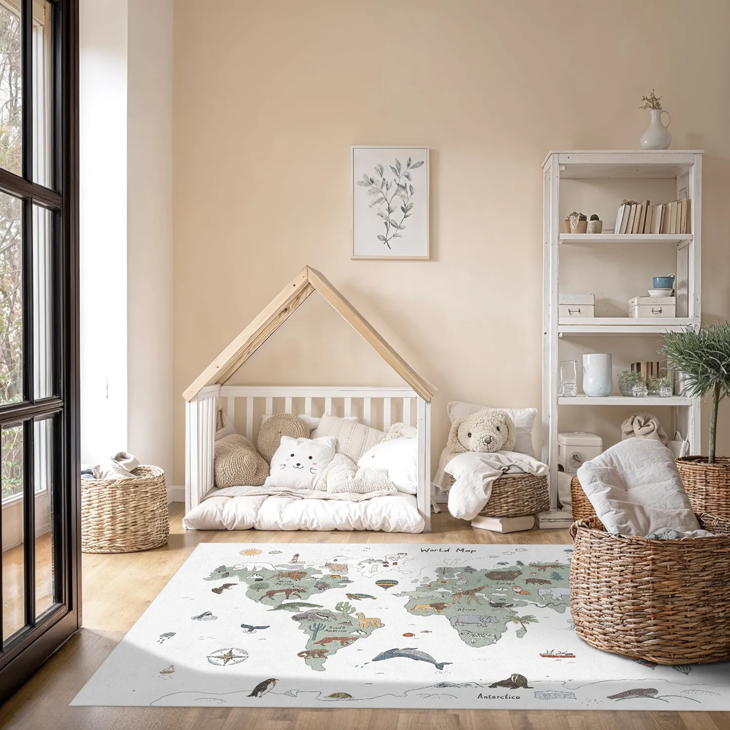 Tappeti per bambini - Kids World Map (verde)