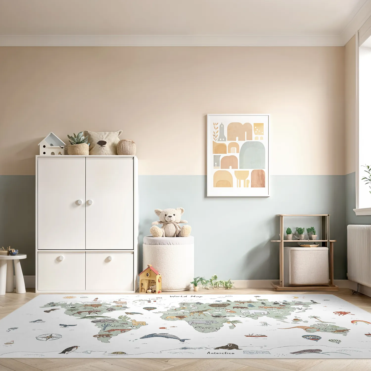 Tappeti per bambini - Kids World Map (verde)
