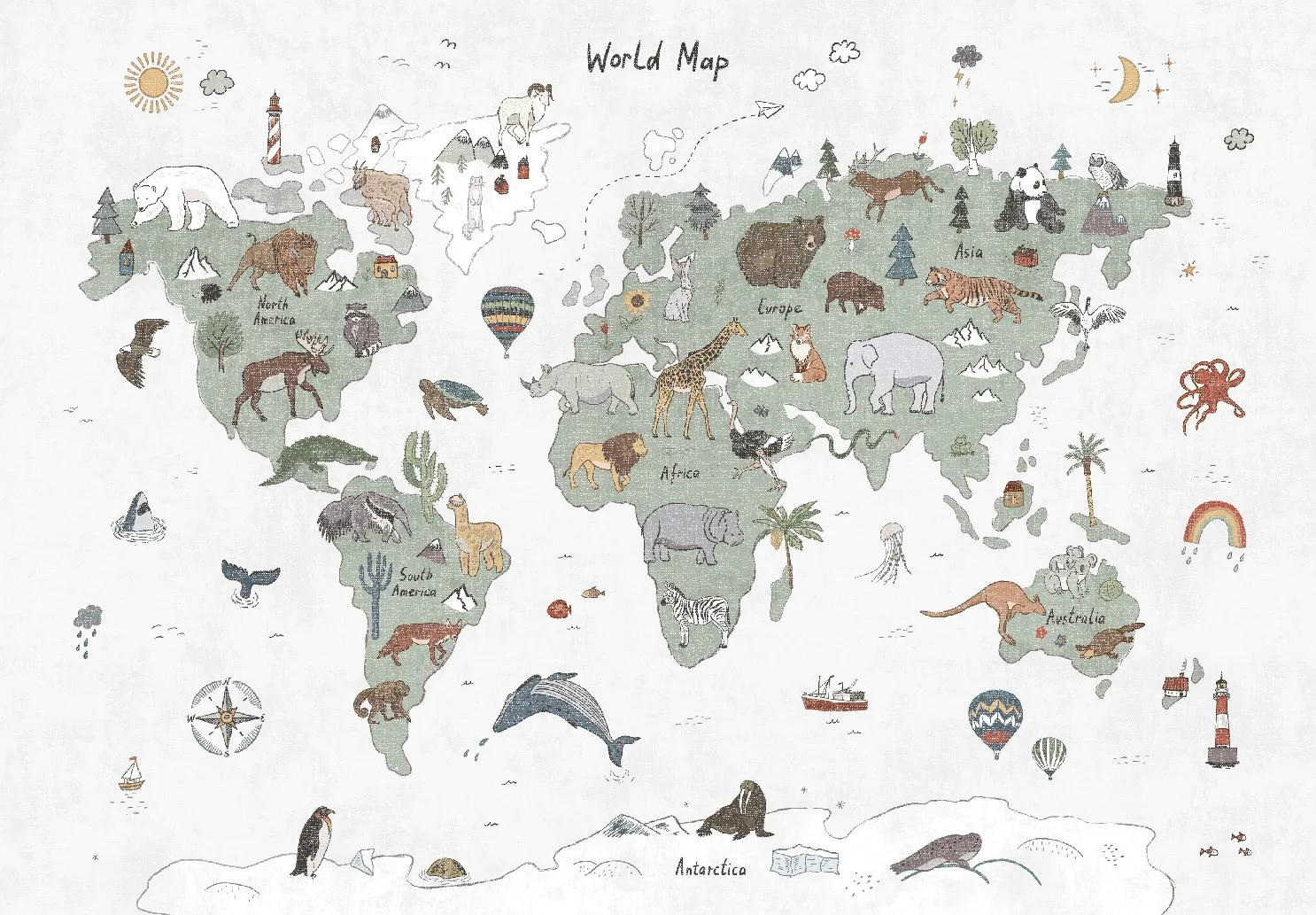 Tappeti per bambini - Kids World Map (verde)