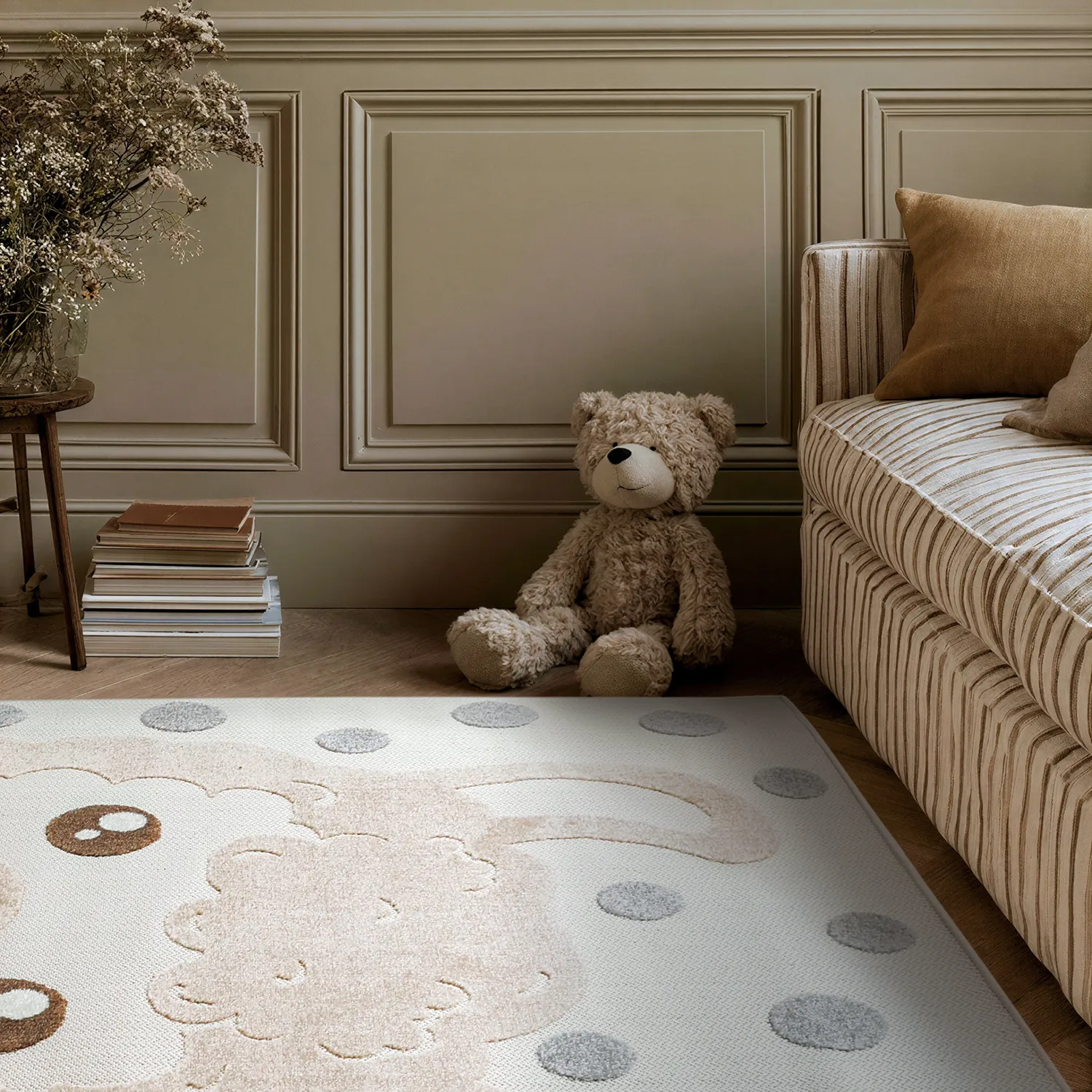 Tappeto per Bambini - Kind Llama (crema/marrone)