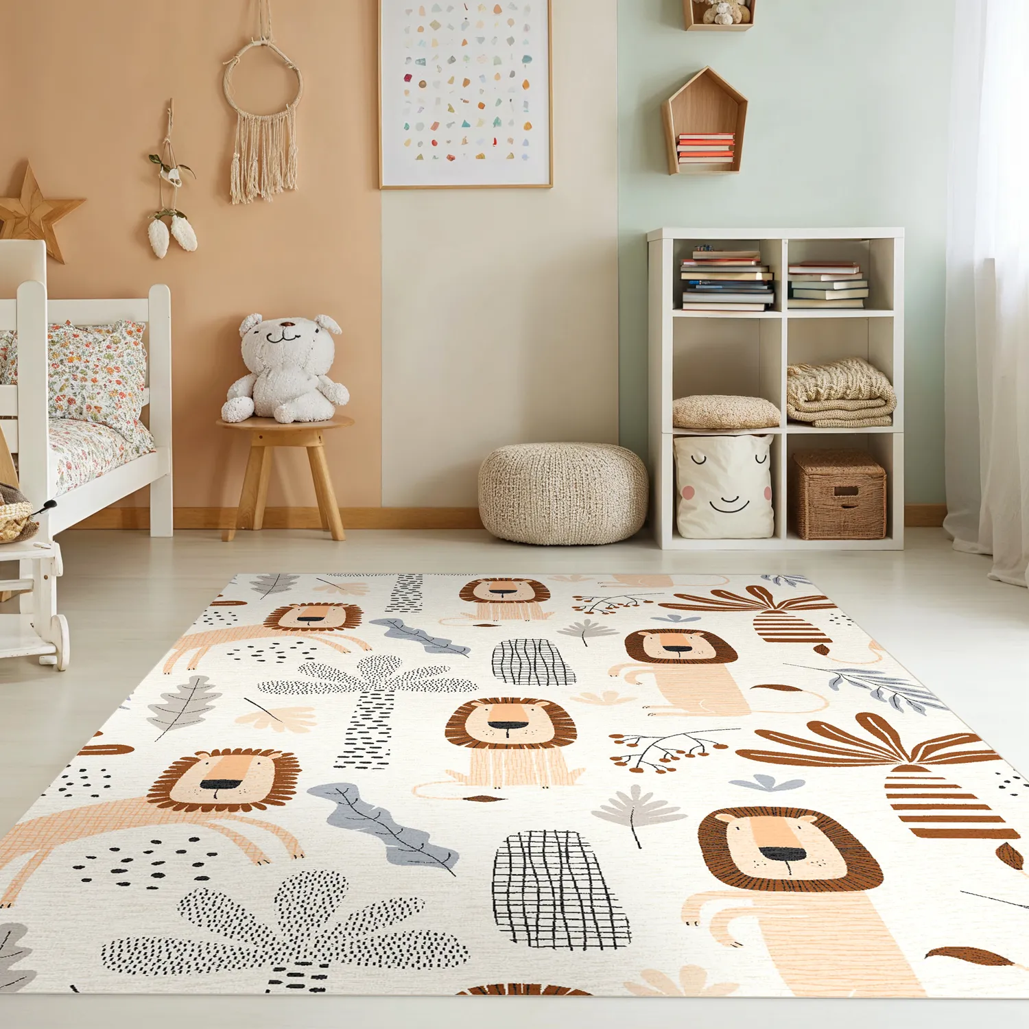 Tappeti per bambini - Lion Friends (beige)
