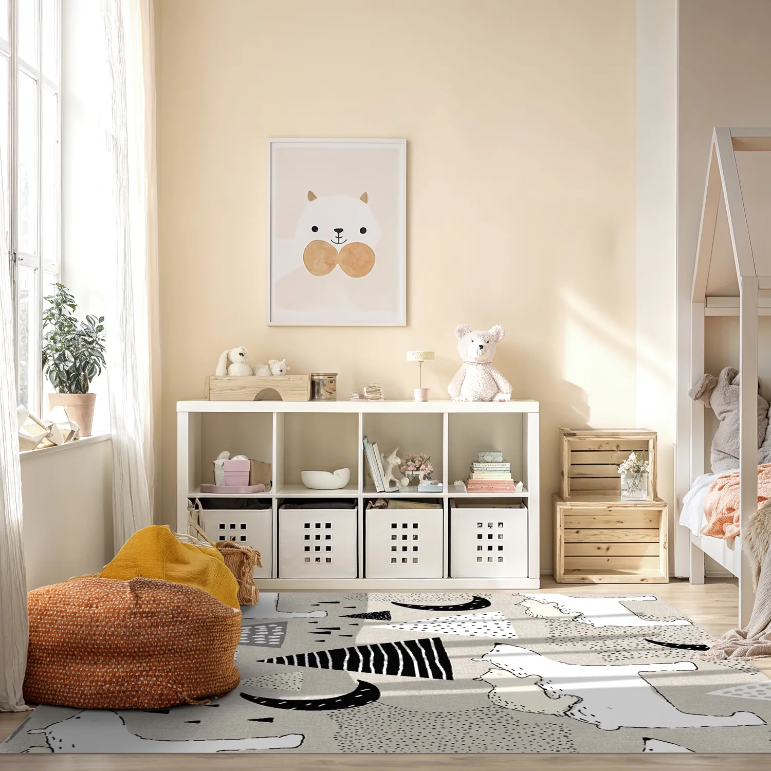 Tappeti per bambini - Piggyback Ride (grigio)